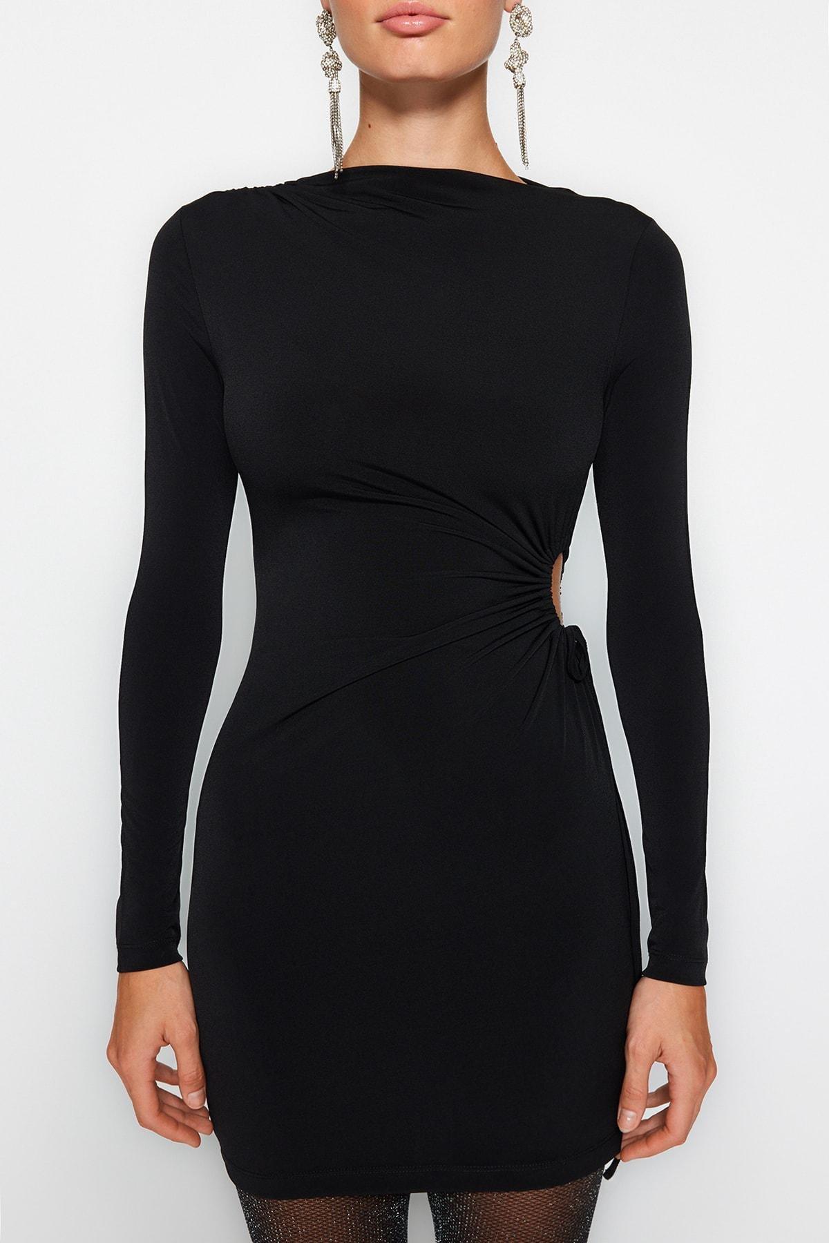 Black Cut-Out Knitted Occasion Wear Dress, , large image number 3