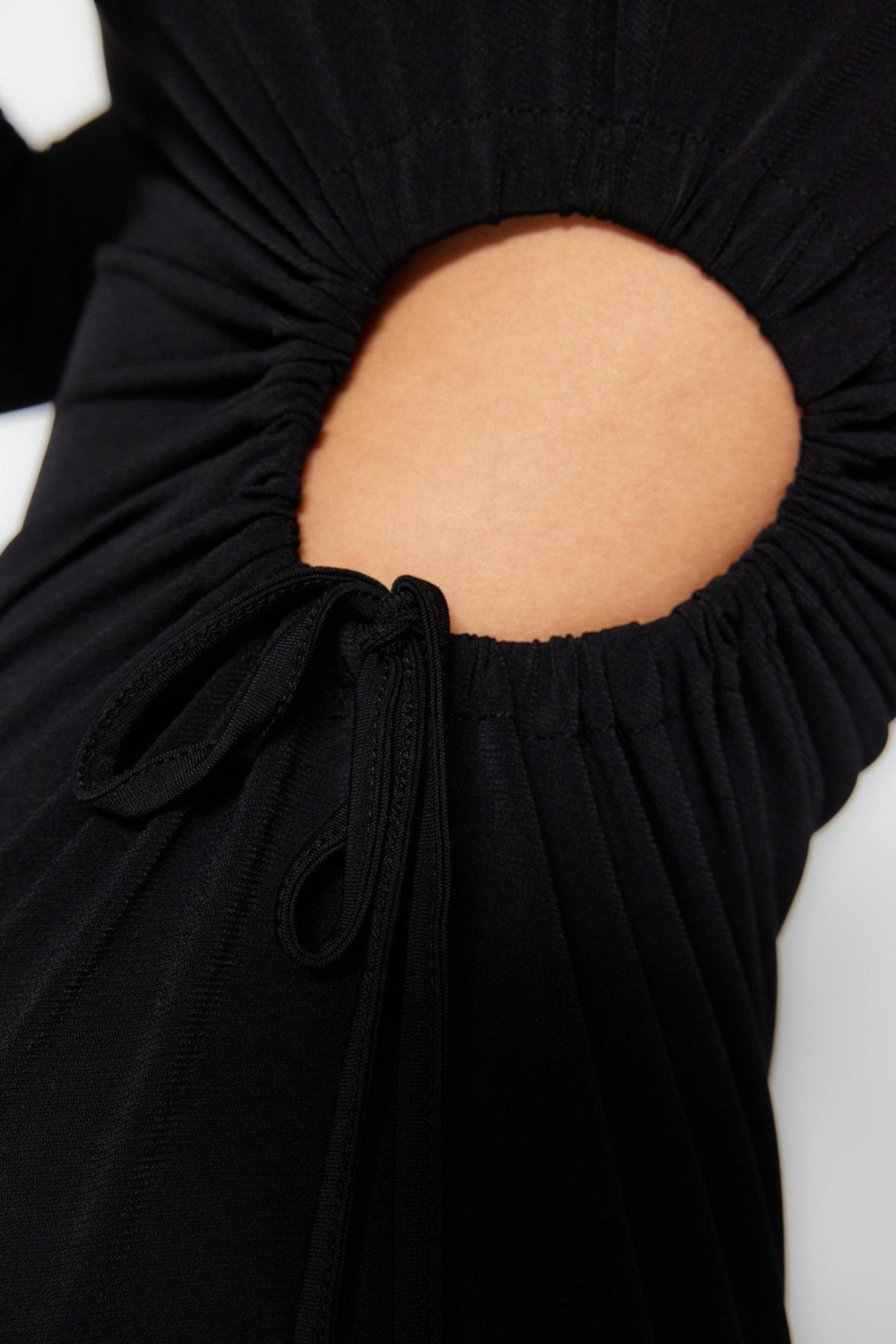 Black Cut-Out Knitted Occasion Wear Dress, , large image number 4