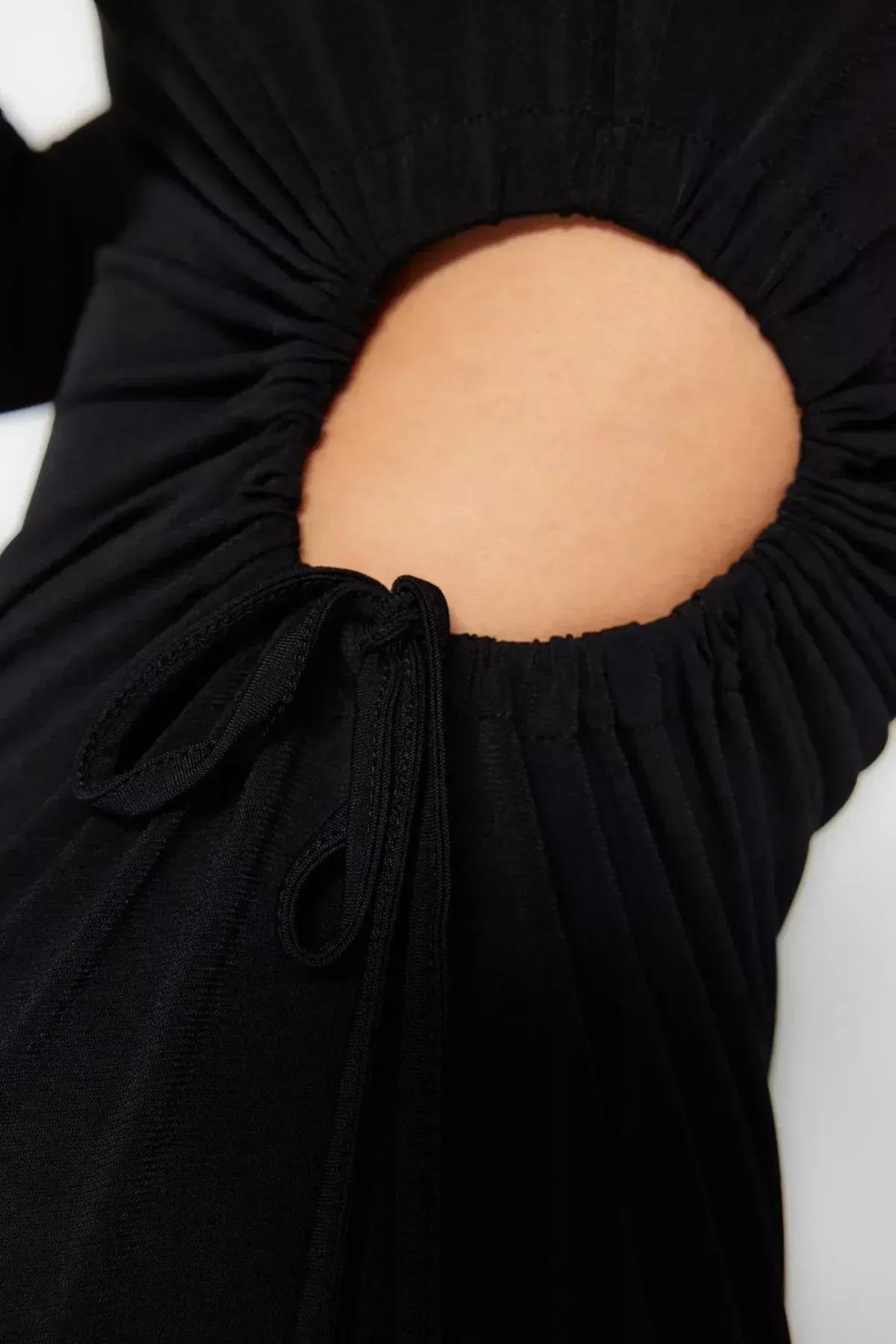 Black Cut-Out Knitted Occasion Wear Dress, , large image number 4