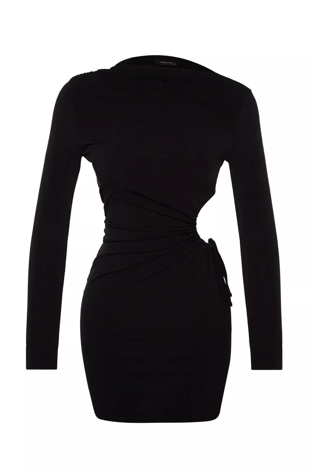 Black Cut-Out Knitted Occasion Wear Dress, , large image number 7