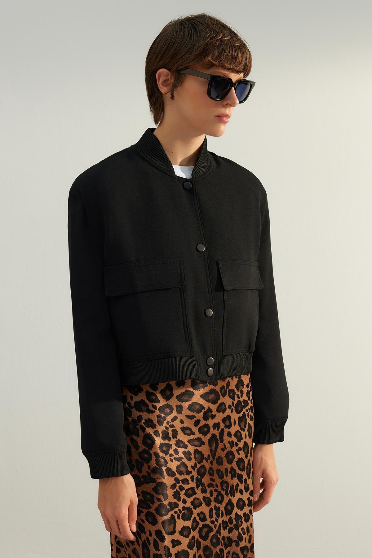 Black Premium Bomber Woven Jacket, , large image number 1
