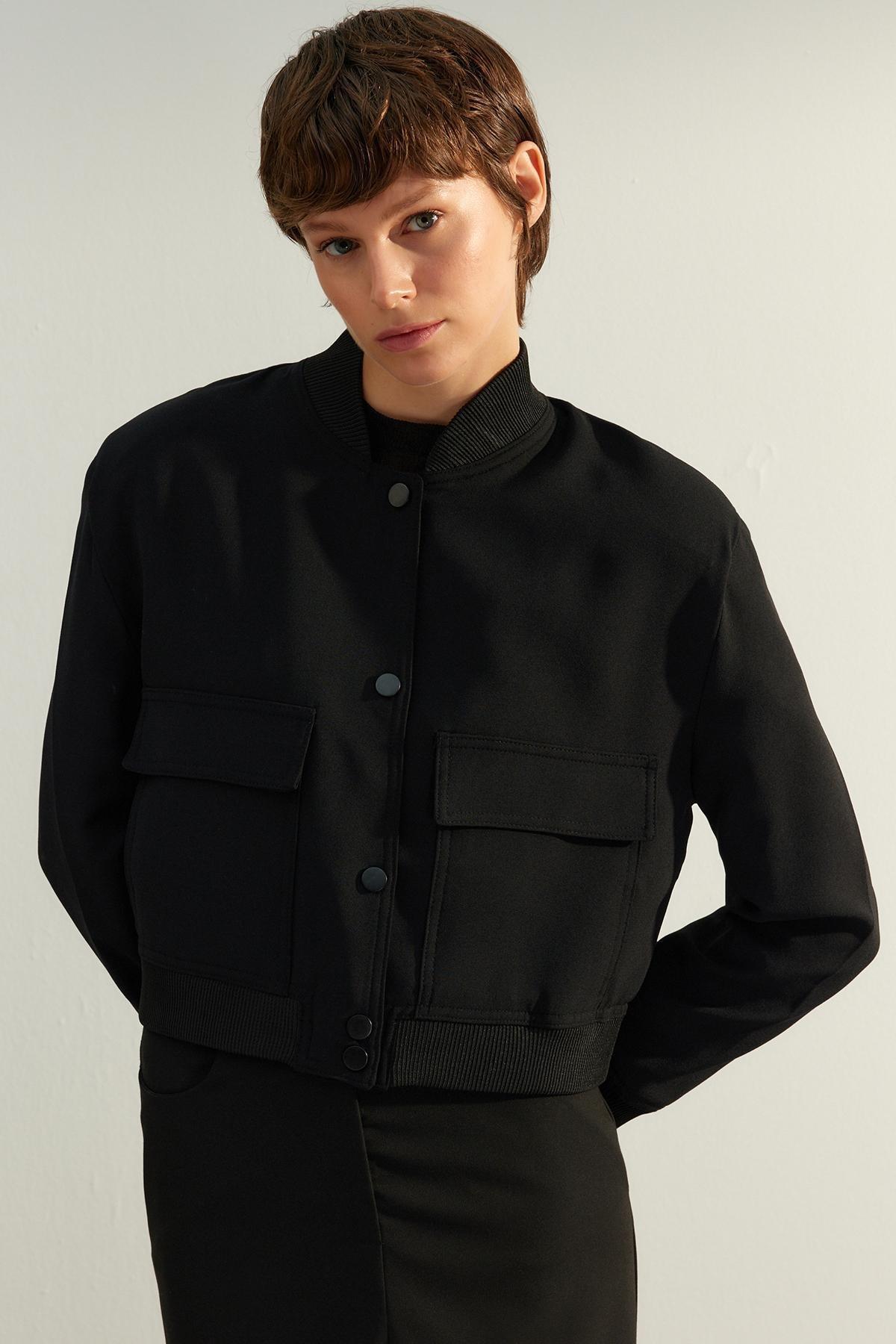Black Premium Bomber Woven Jacket, , large image number 3