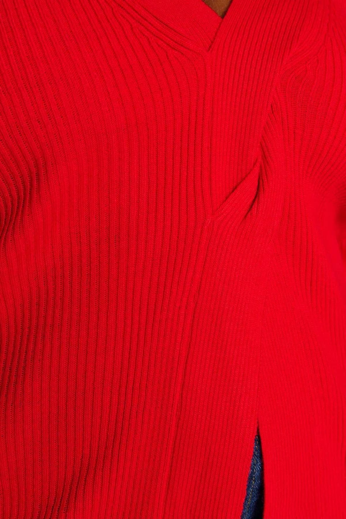 Red Lurex Knot Detail Knitted Sweater, Red, large image number 4