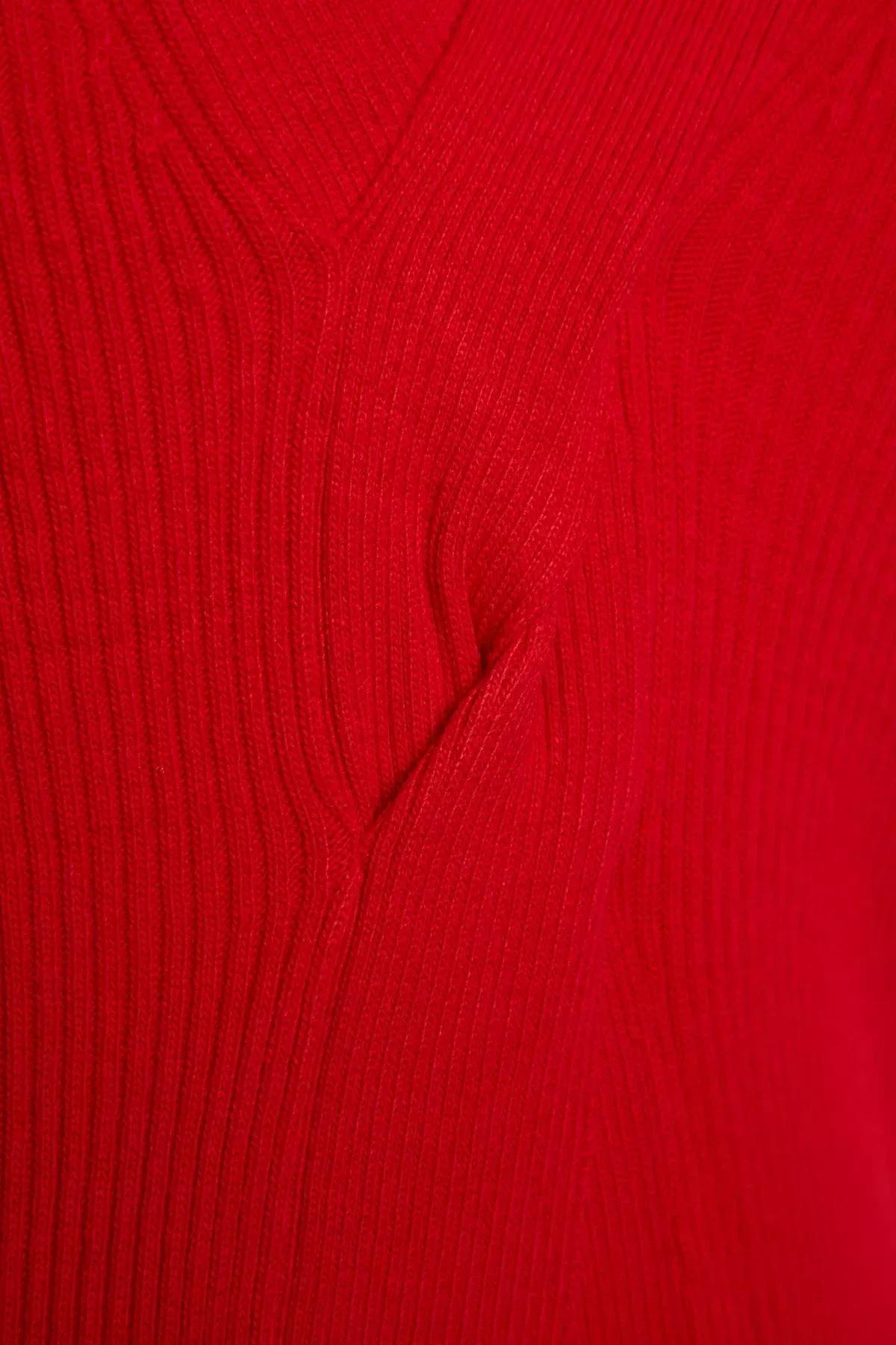 Red Lurex Knot Detail Knitted Sweater, Red, large image number 6