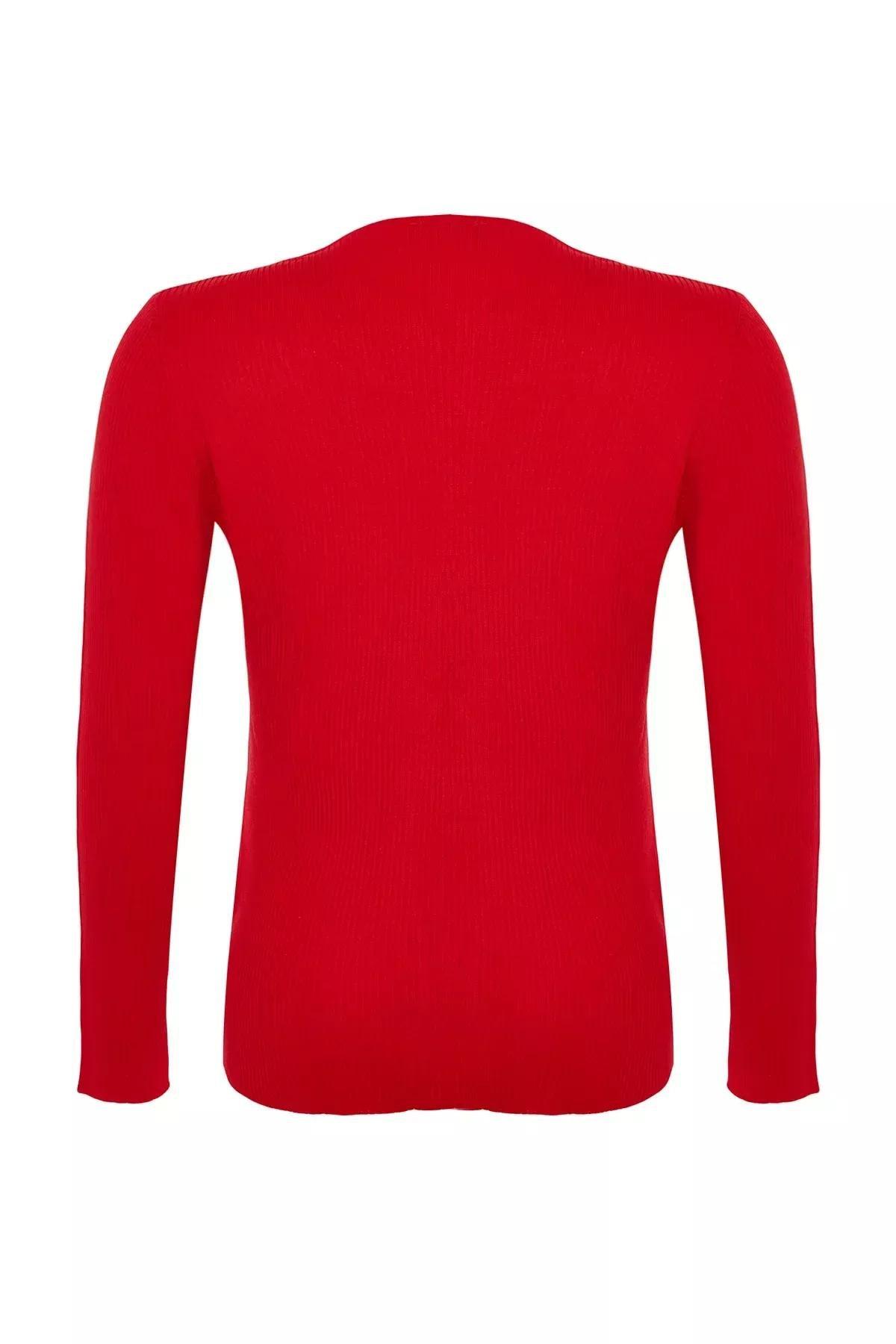 Red Lurex Knot Detail Knitted Sweater, Red, large image number 7