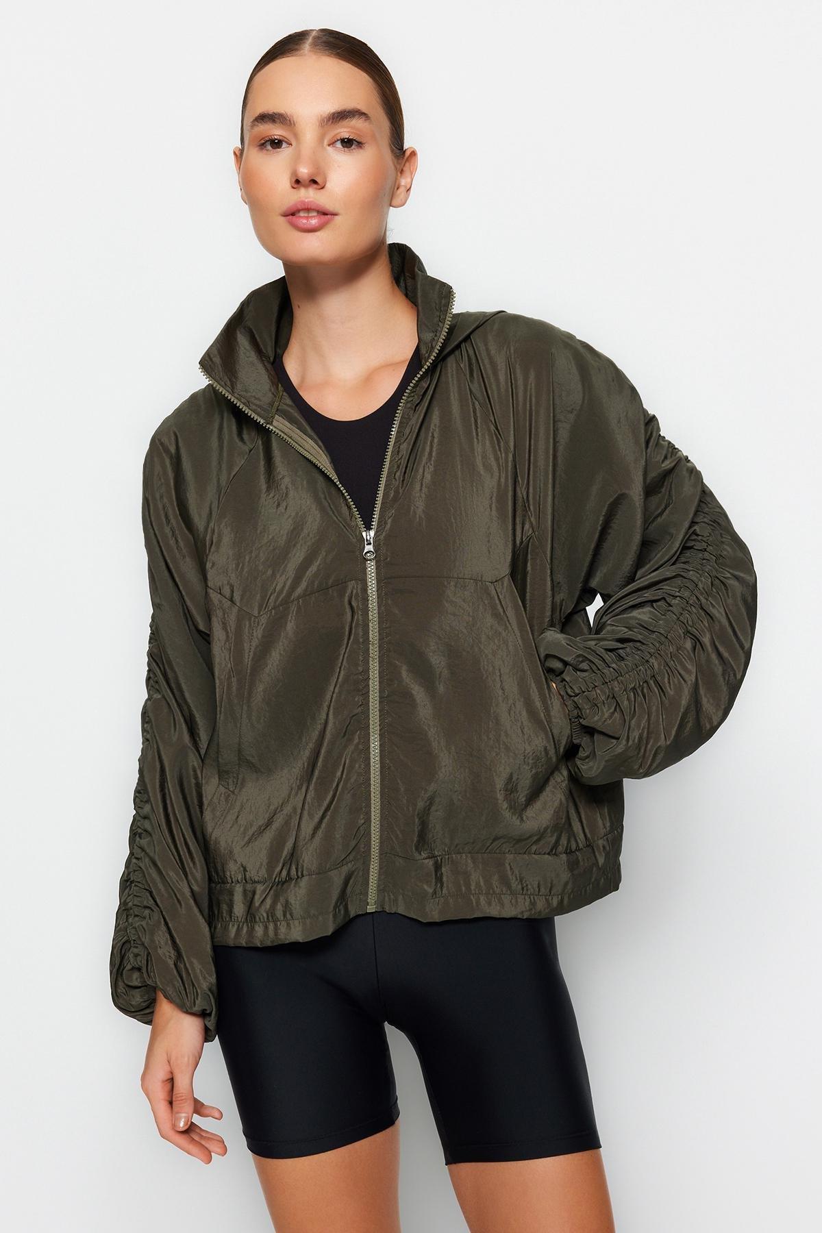 Khaki Hooded Sports Sweatshirt, , large image number 0