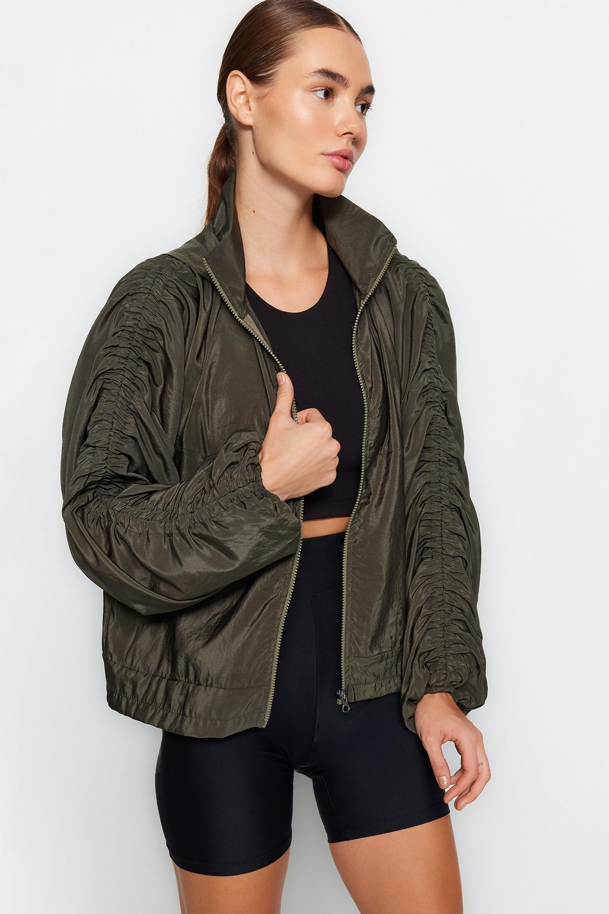 Khaki Hooded Sports Sweatshirt, , large image number 1