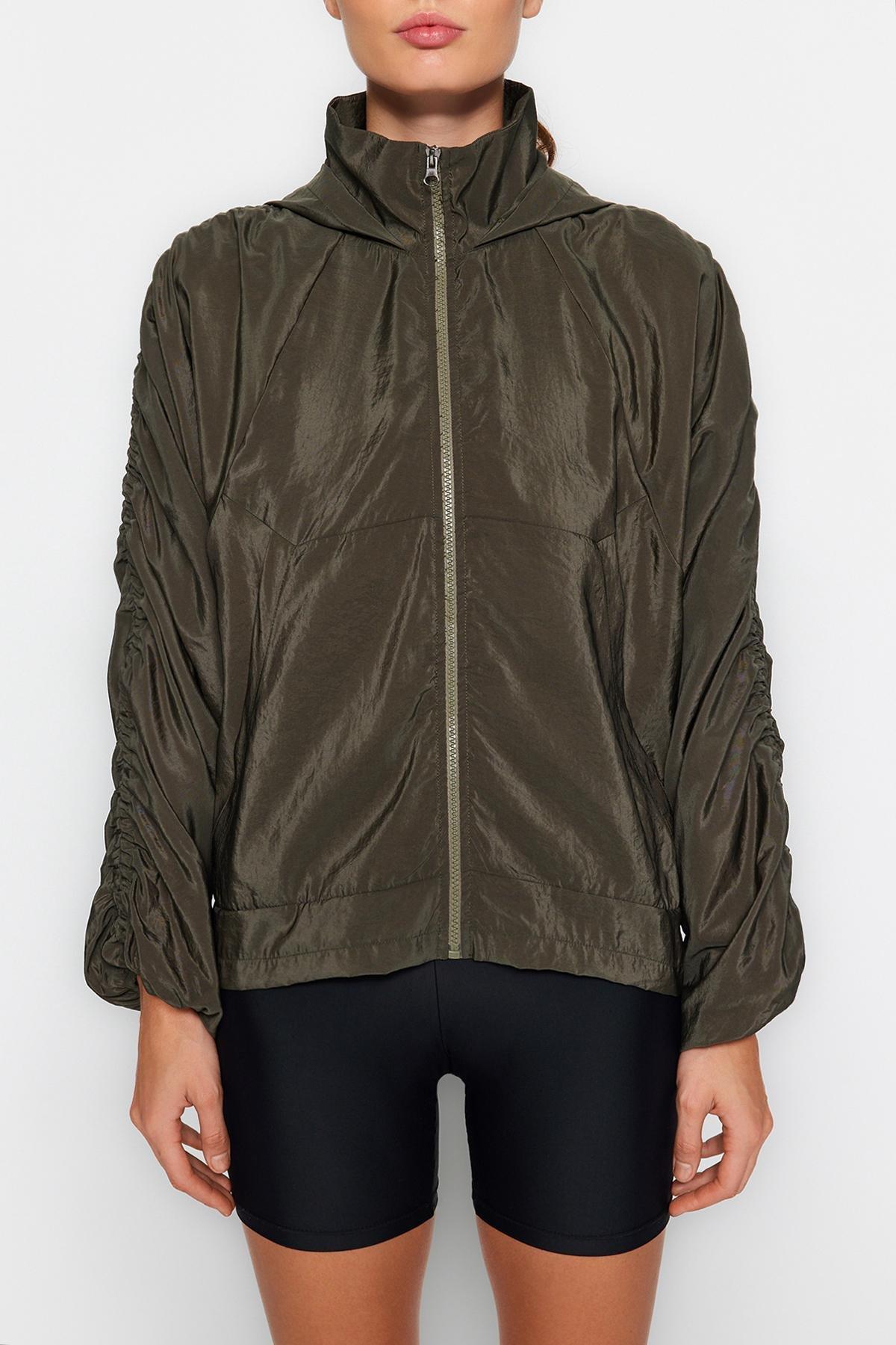 Khaki Hooded Sports Sweatshirt, , large image number 2