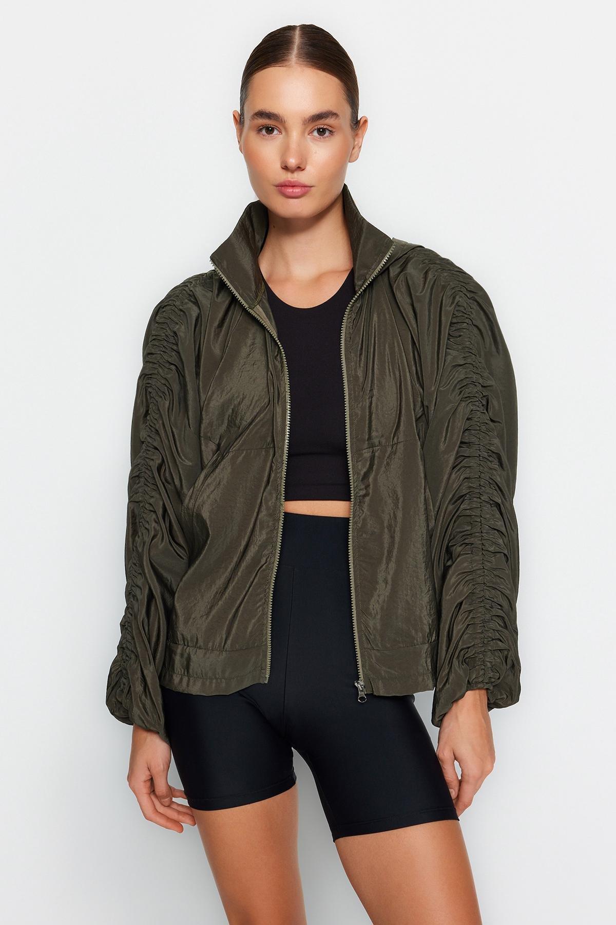 Khaki Hooded Sports Sweatshirt, , large image number 3