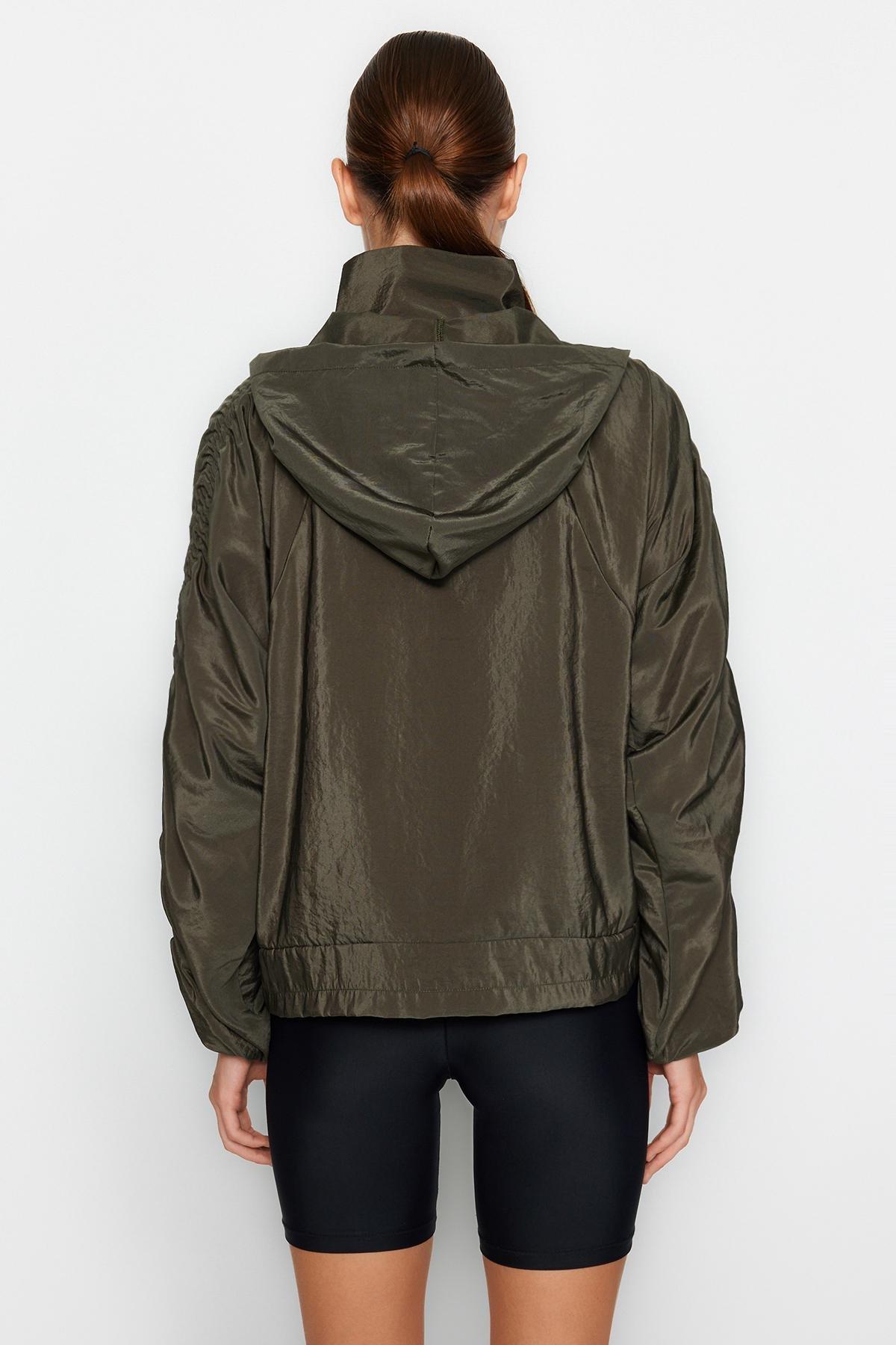 Khaki Hooded Sports Sweatshirt, , large image number 5