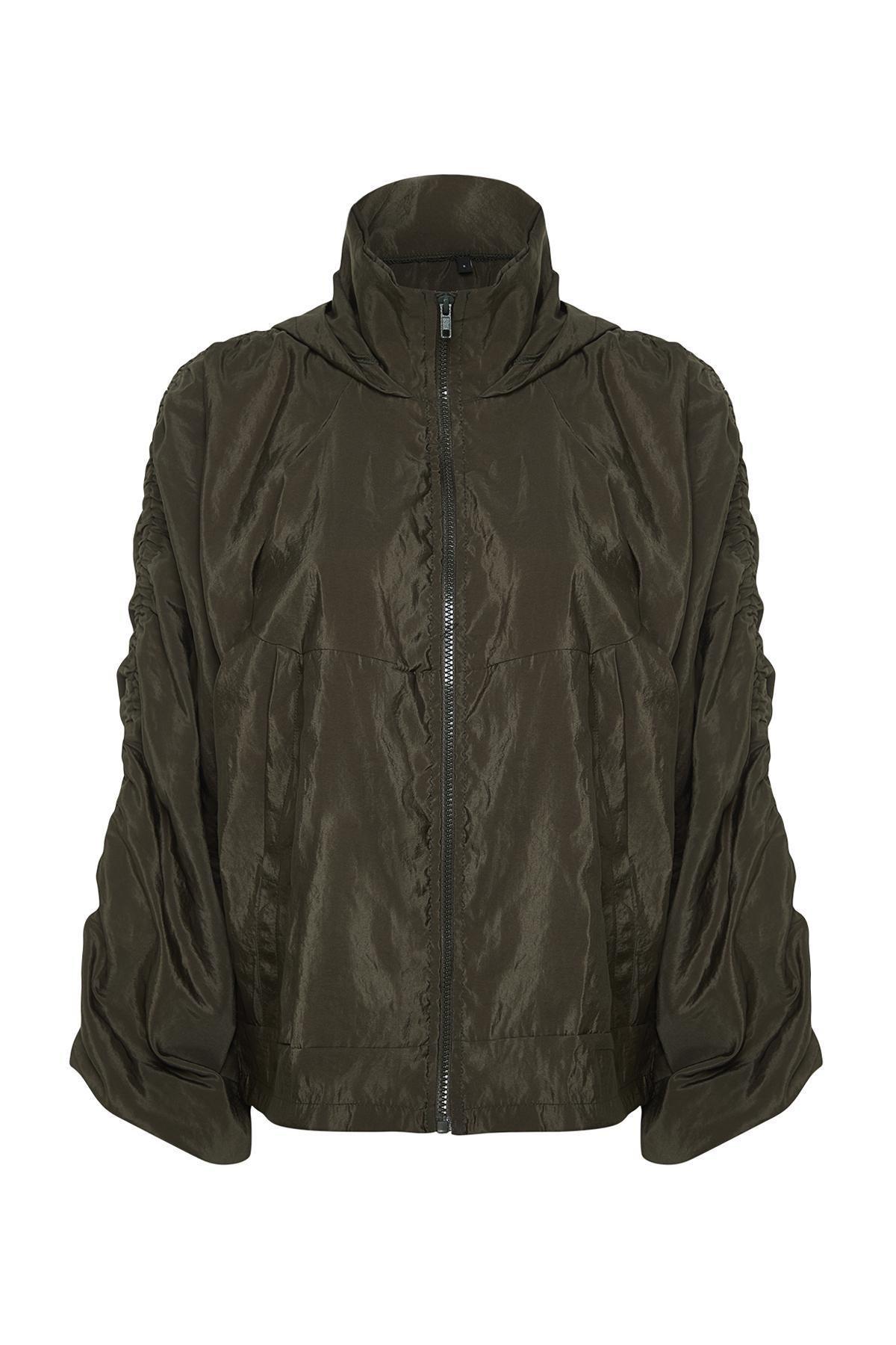 Khaki Hooded Sports Sweatshirt, , large image number 6