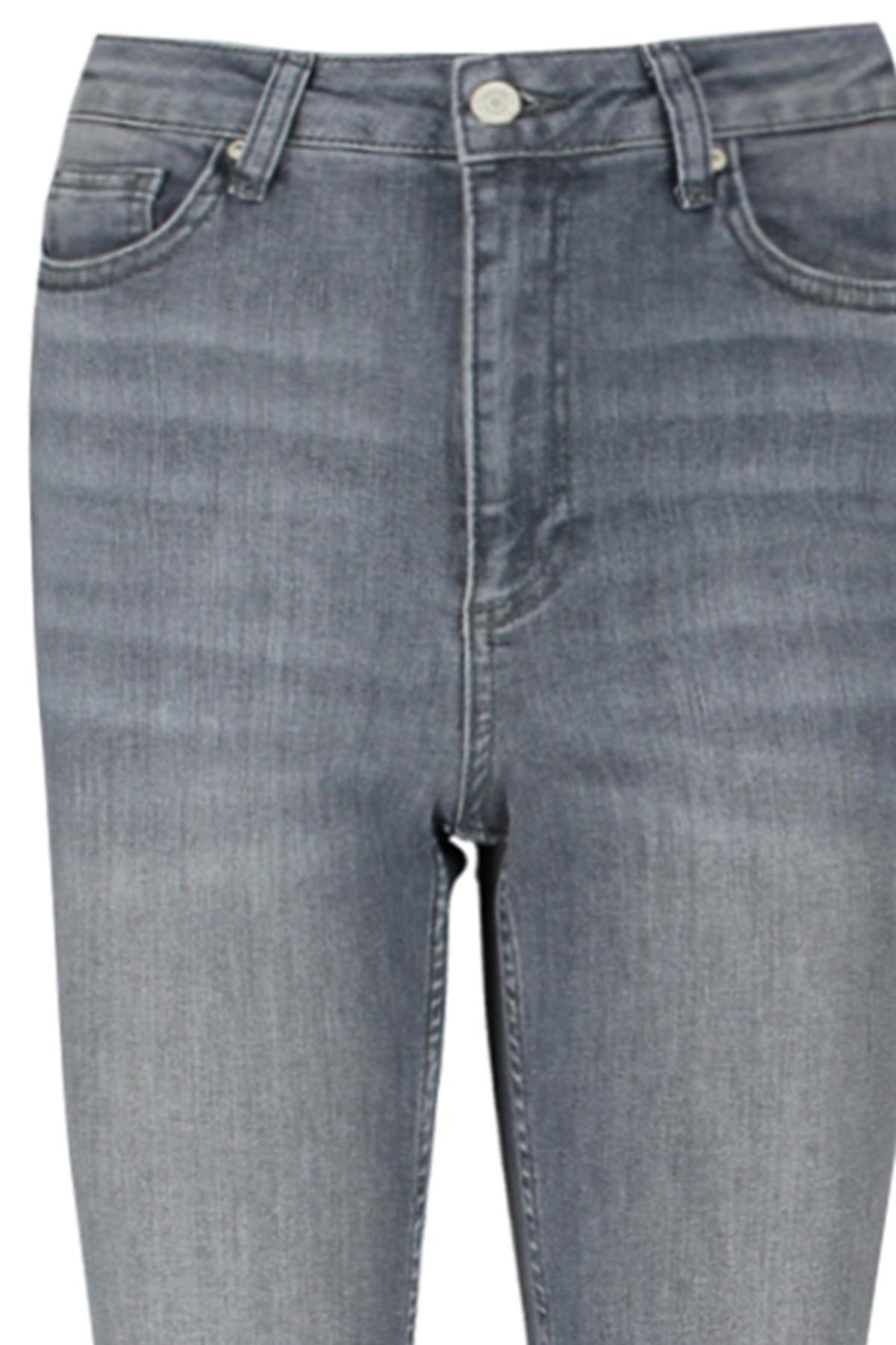 Trendyol - Grey High Waist Flared Jeans