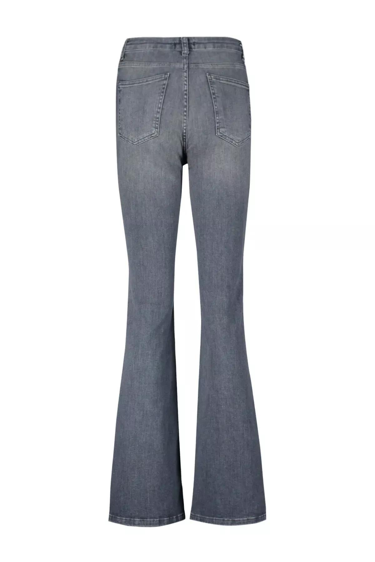 Grey High Waist Flared Jeans, , large image number 6