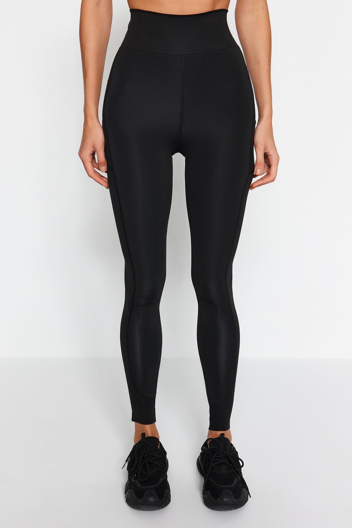 Black Full Length Reflective Print Sports Leggings, , large image number 5