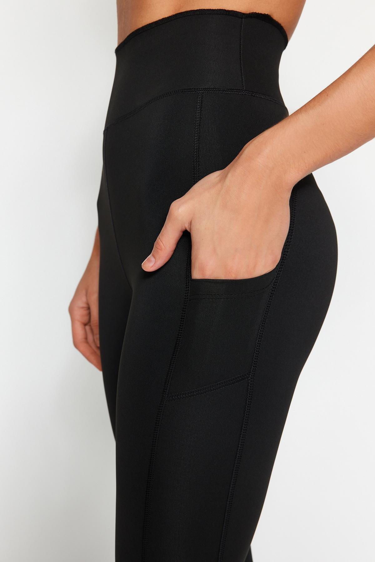 Black Full Length Reflective Print Sports Leggings, , large image number 6