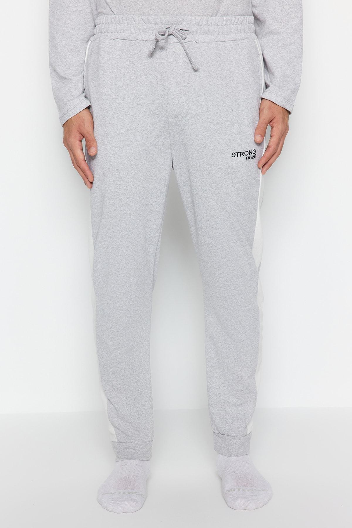 Gray Embroidered Detailed Knitted Pyjamas Set, , large image number 4
