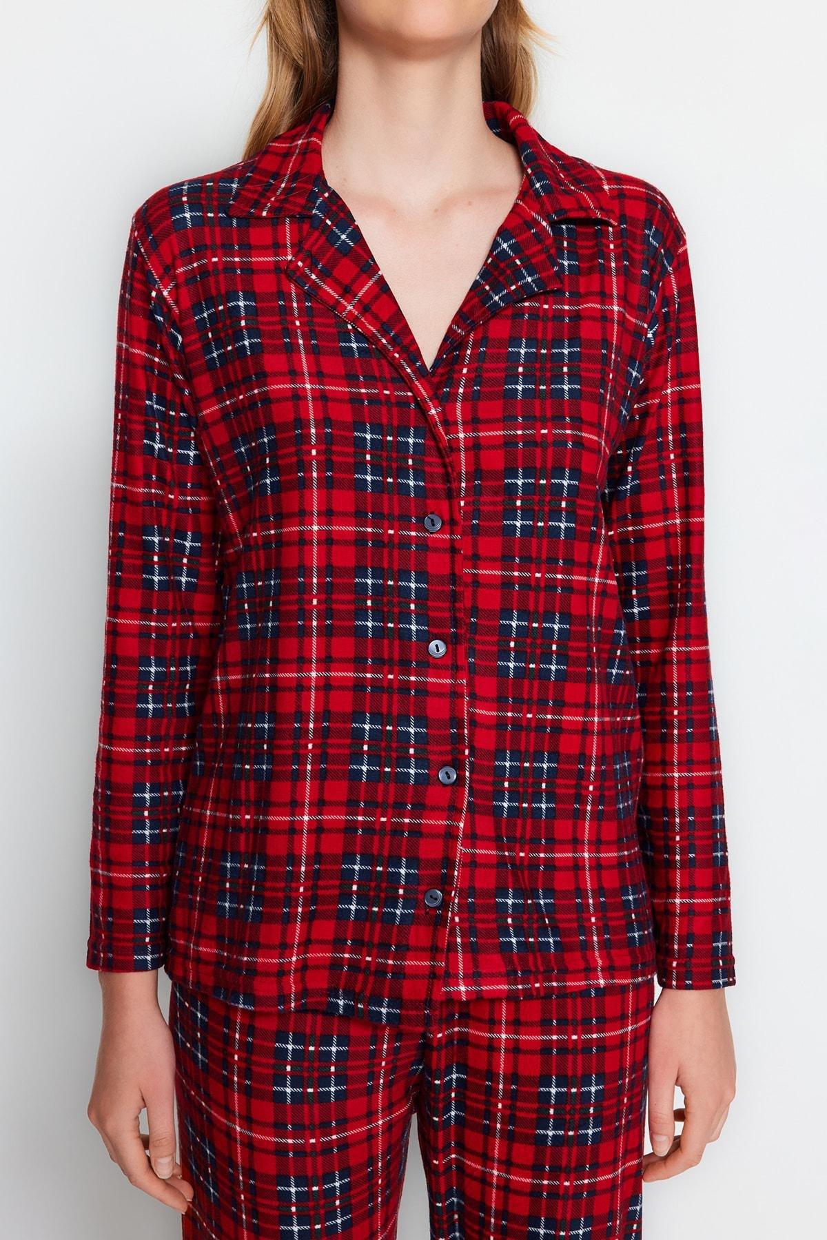 Red Checkered Knitted Pyjamas Set, , large image number 4