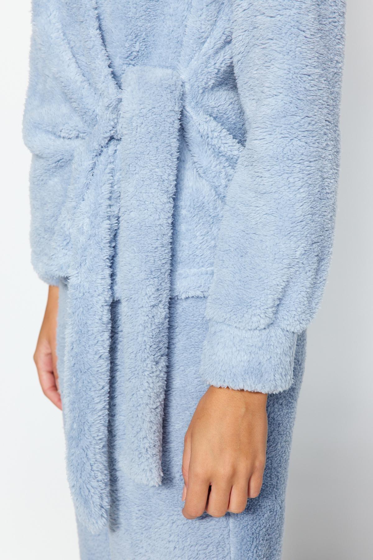 Trendyol - Blue Double-Breasted Knitted Pyjamas Set