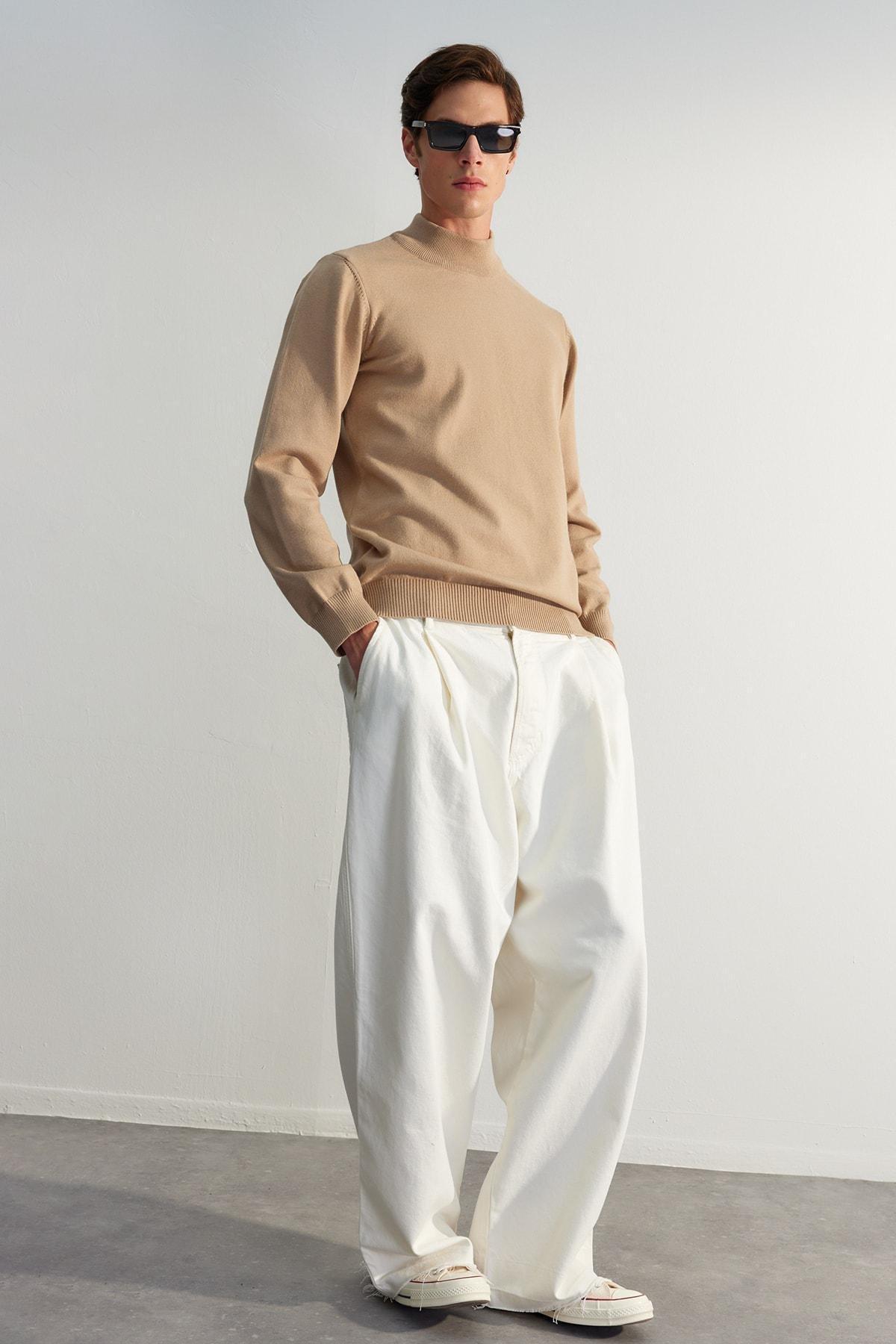 Beige Limited Edition Turtle Neck Knitted Sweater, , large image number 0