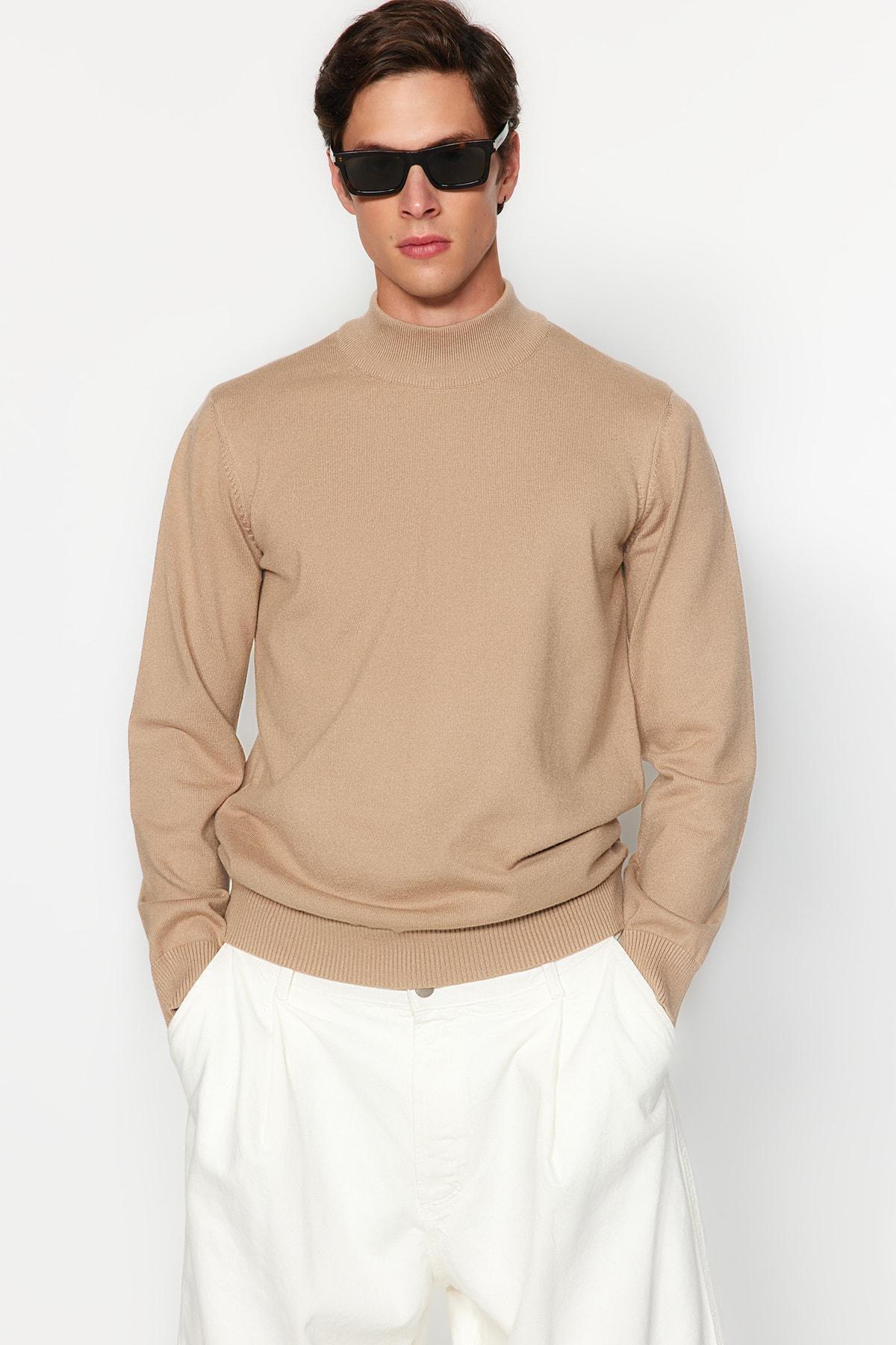 Beige Limited Edition Turtle Neck Knitted Sweater, , large image number 1