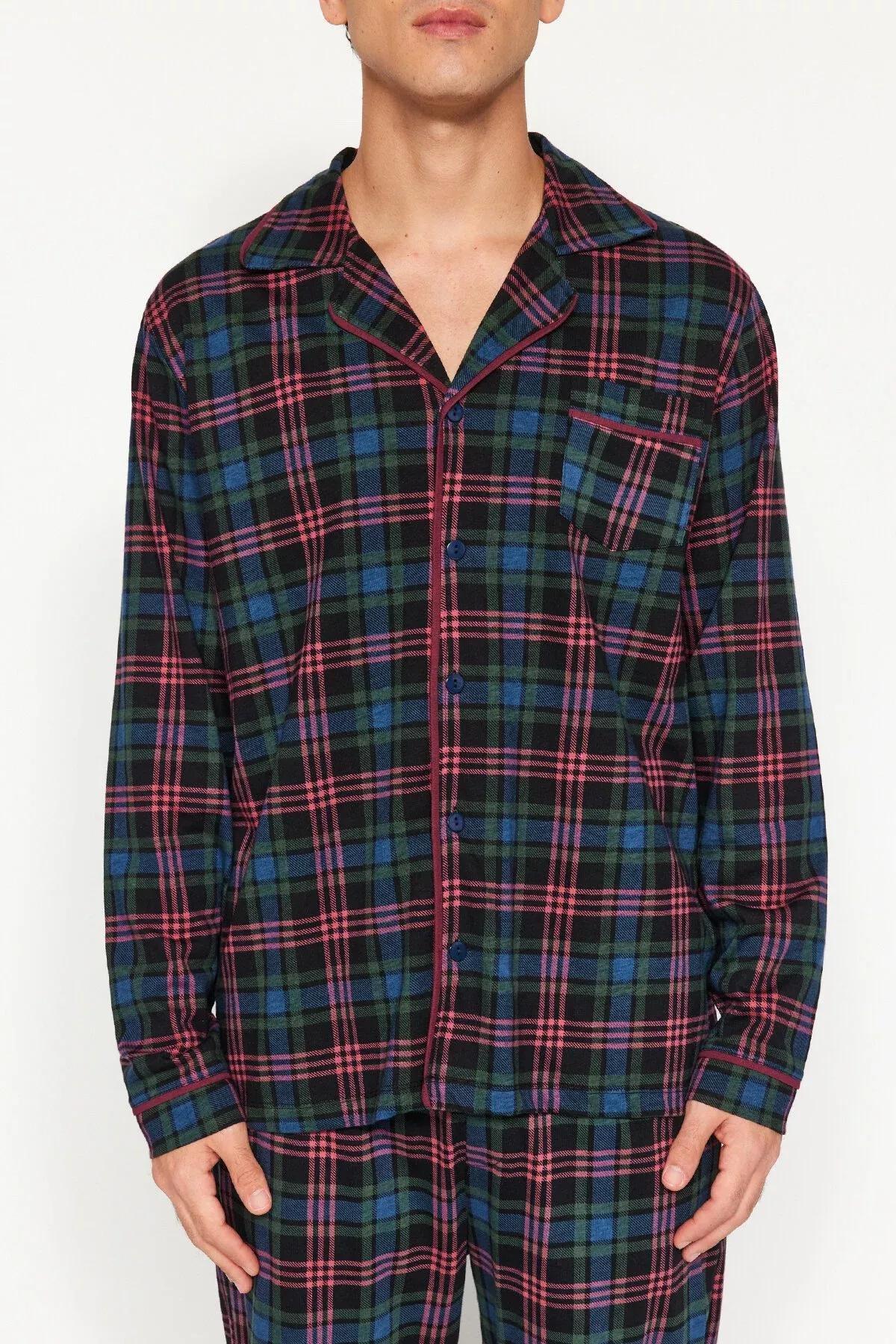 طقم بيجاما مُحاك بنقشة مربعات، كحلي, Navy blue, large image number 3