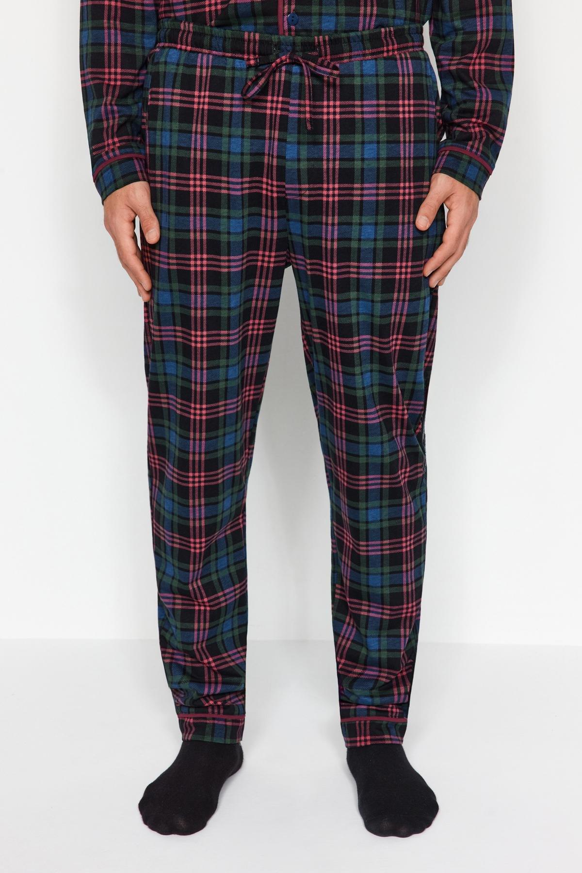 Trendyol - Navy Plaid Knitted Pyjamas Set