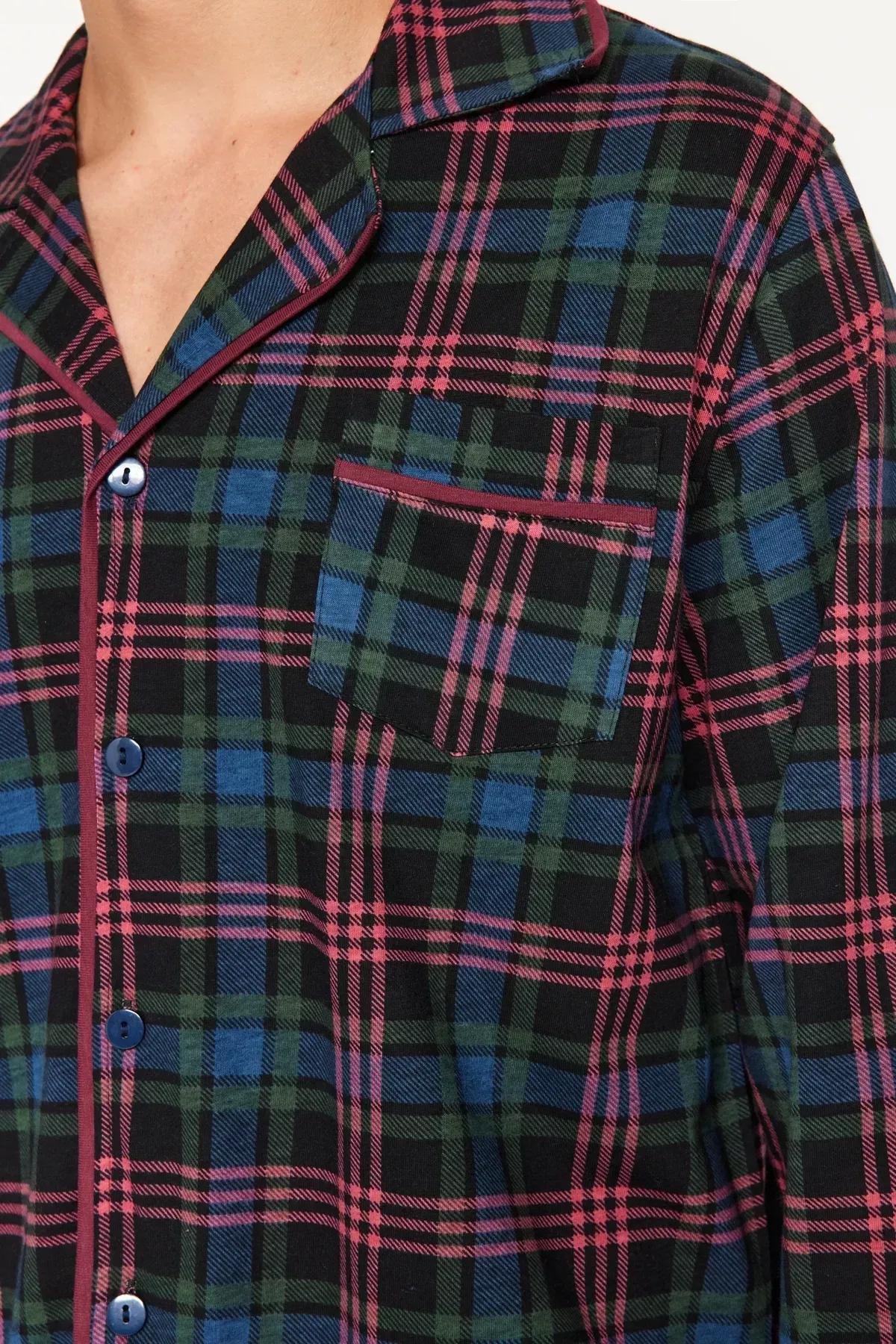 طقم بيجاما مُحاك بنقشة مربعات، كحلي, Navy blue, large image number 4