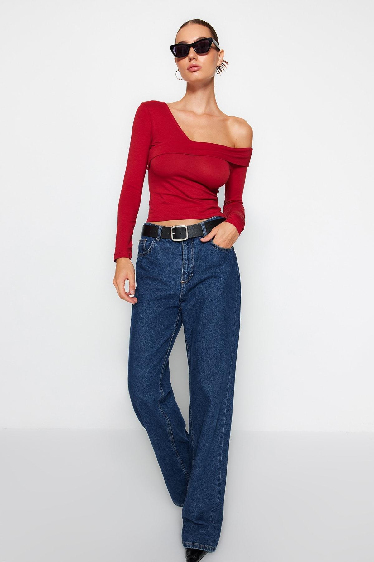 Trendyol - Red Ruffled Knitted Blouse