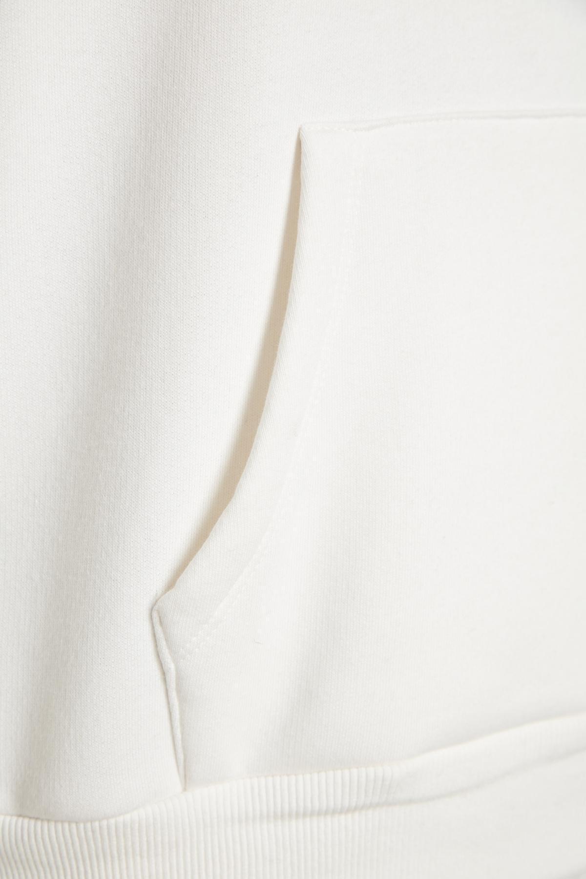 Cream Oversized Knitted Hoodie, , large image number 6