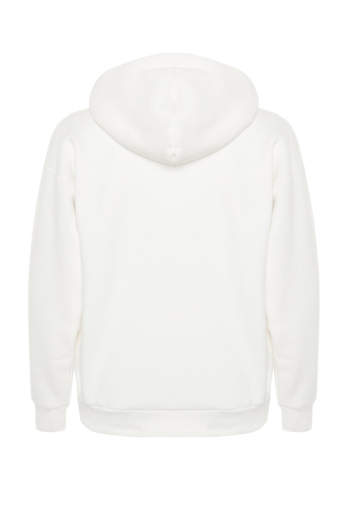 Cream Oversized Knitted Hoodie, , large image number 7
