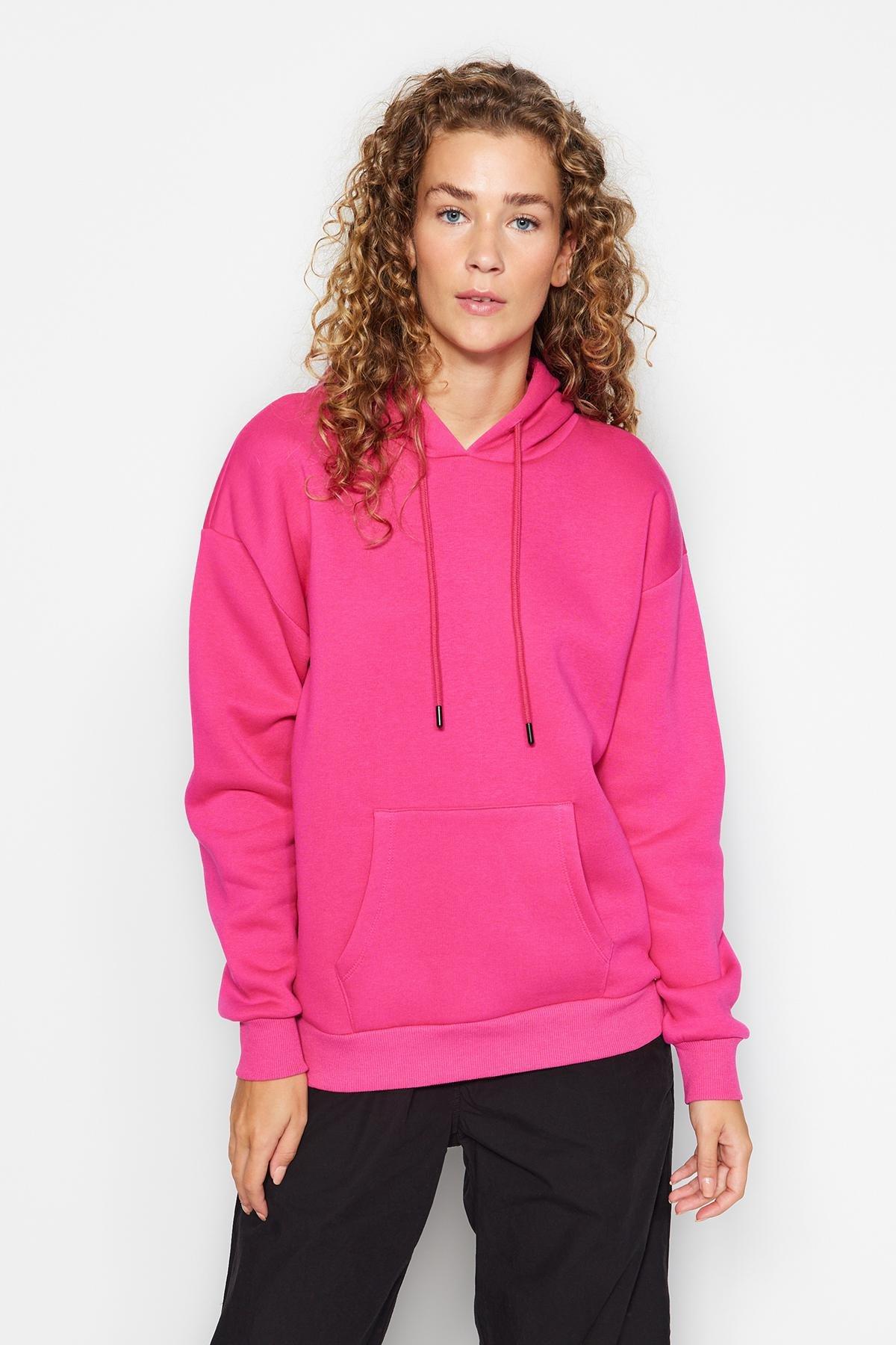Trendyol - Pink Oversized Knitted Hoodie