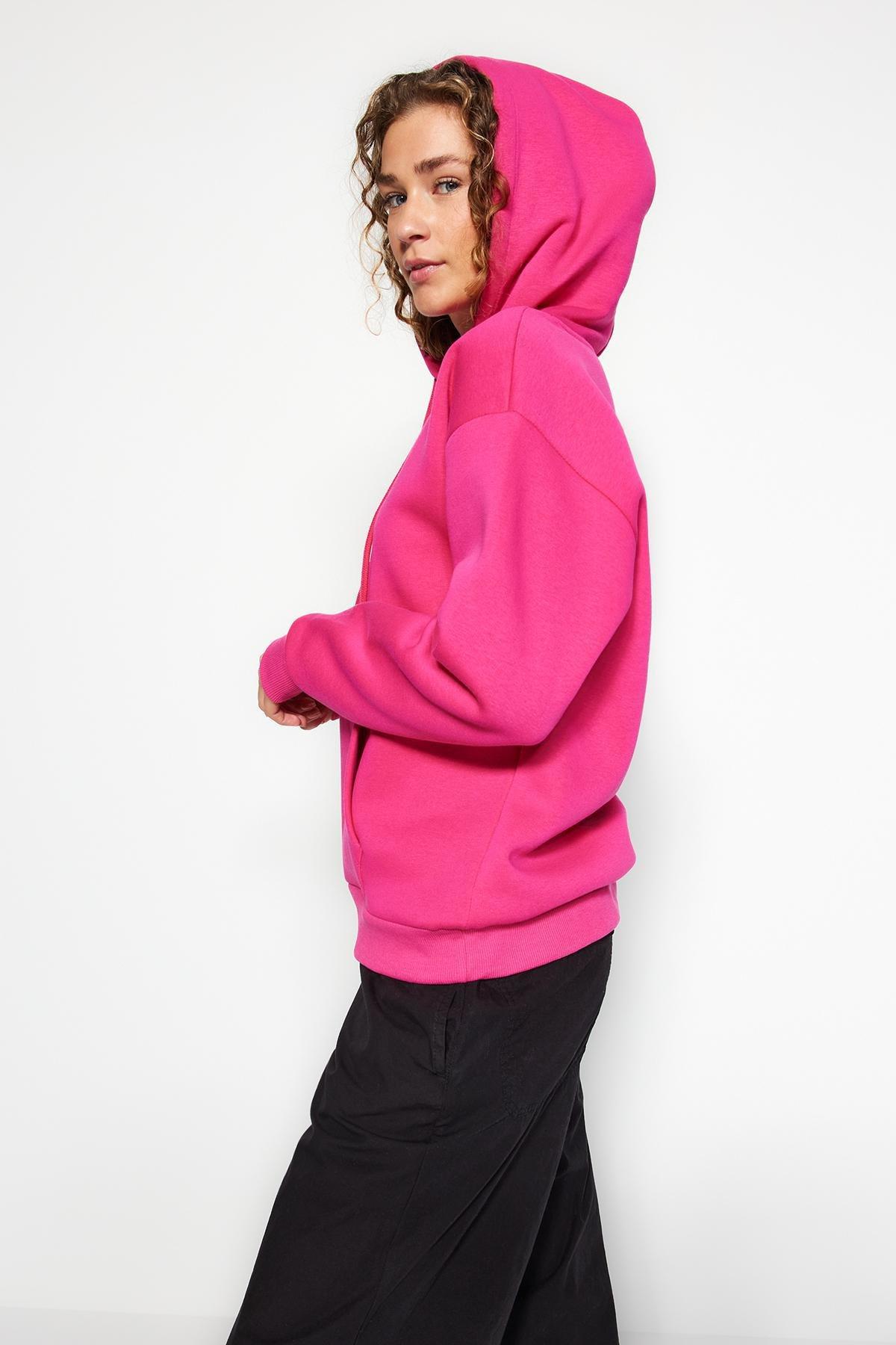 Trendyol - Pink Oversized Knitted Hoodie