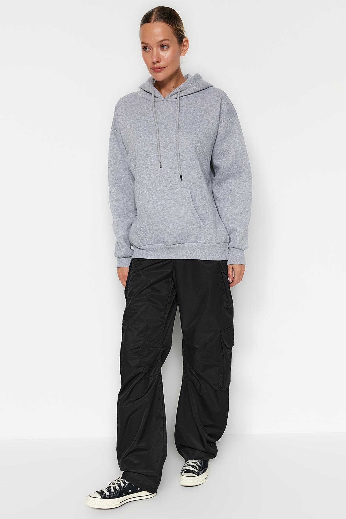 Grey Oversized Knitted Hoodie, , large image number 1