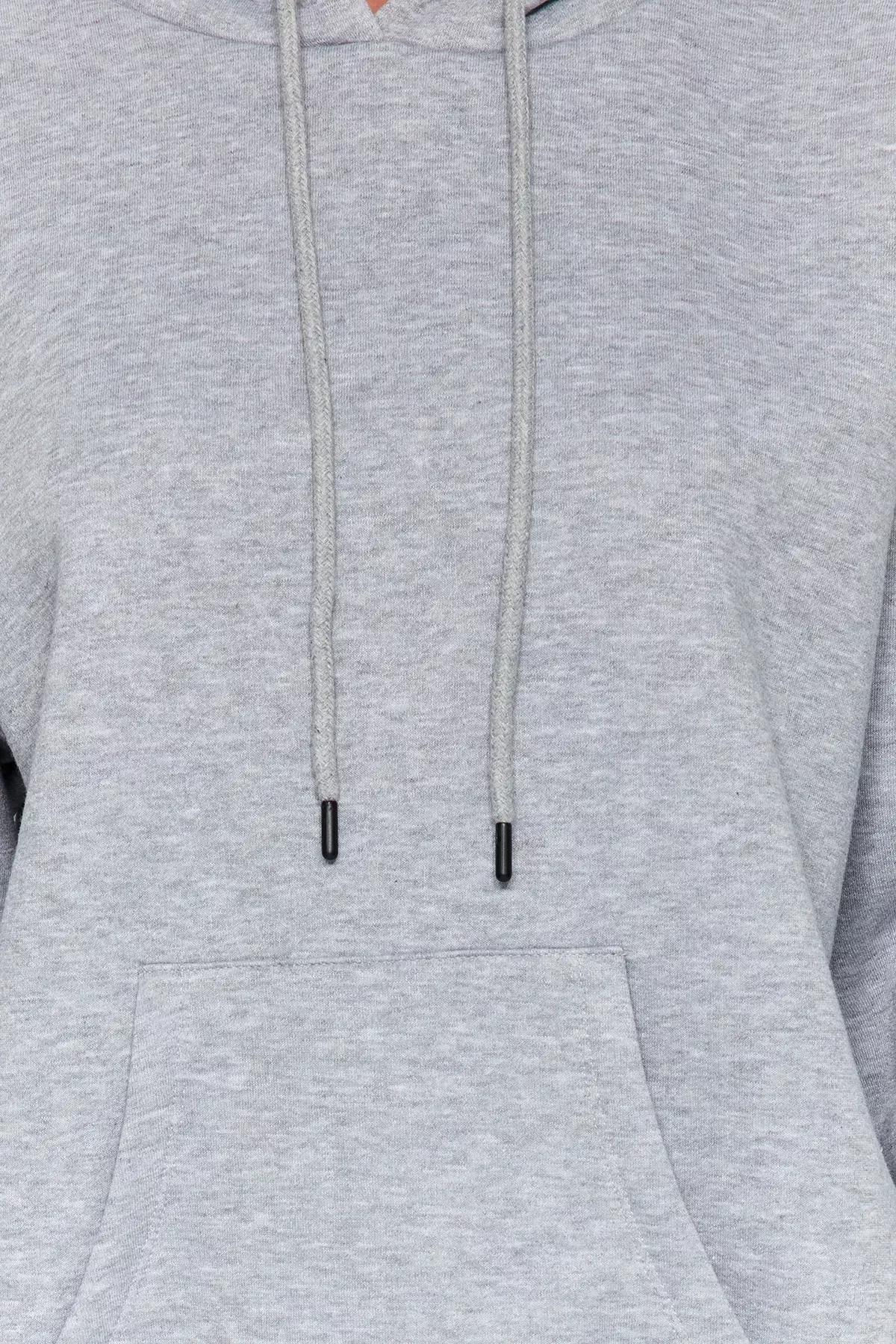 Grey Oversized Knitted Hoodie, , large image number 3