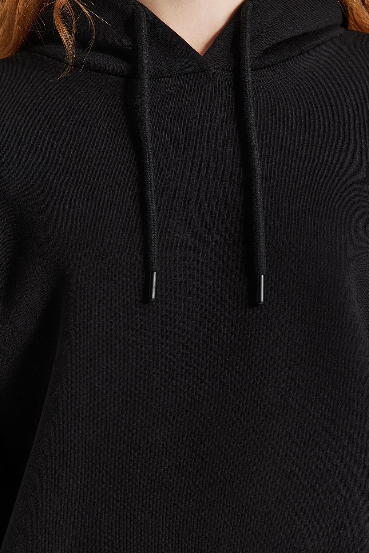 Black Oversized Knitted Hoodie, , large image number 3