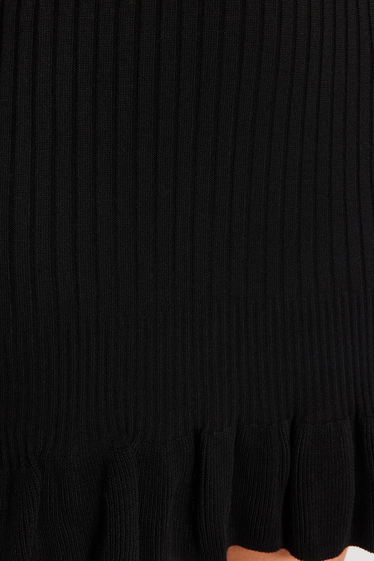 Black Collared Knitted Mini Dress, , large image number 4