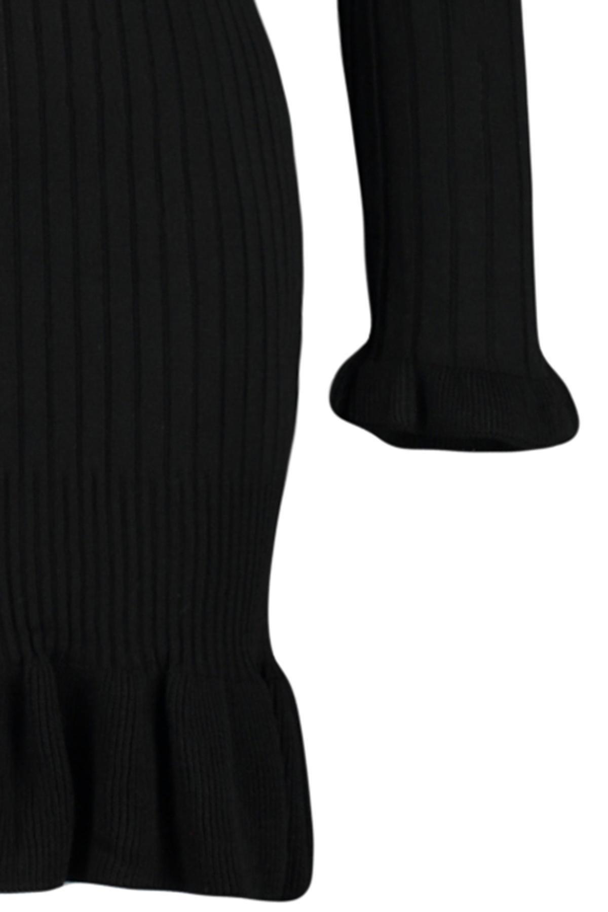 Black Collared Knitted Mini Dress, , large image number 7
