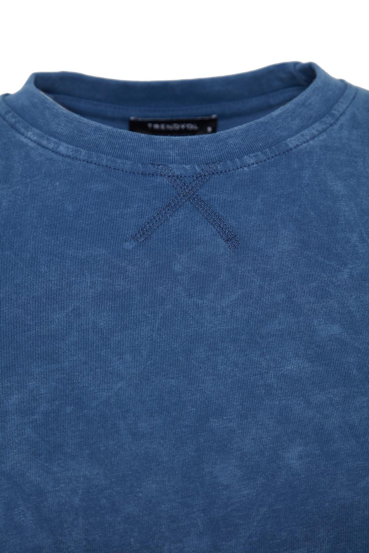 Blue Washed Knitted T-Shirt, , large image number 5