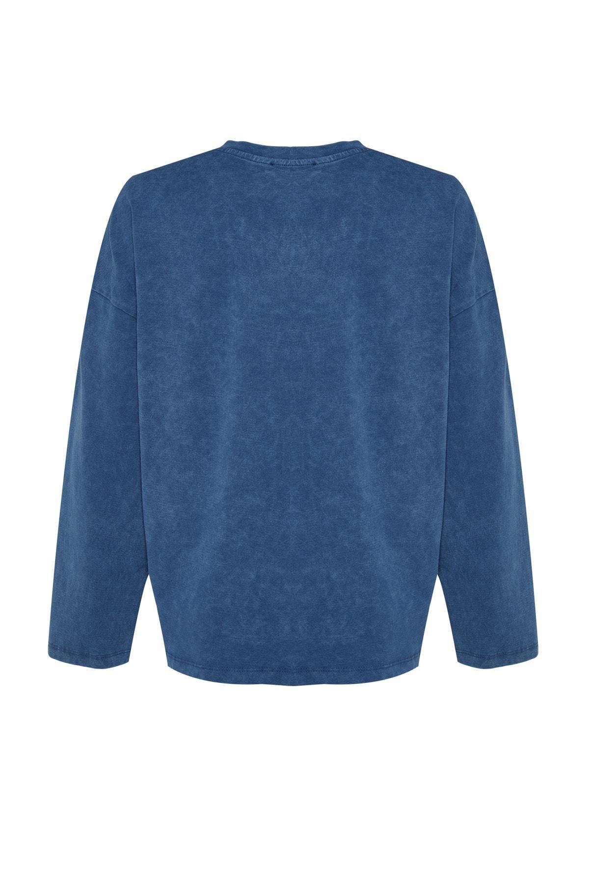 Blue Washed Knitted T-Shirt, , large image number 6