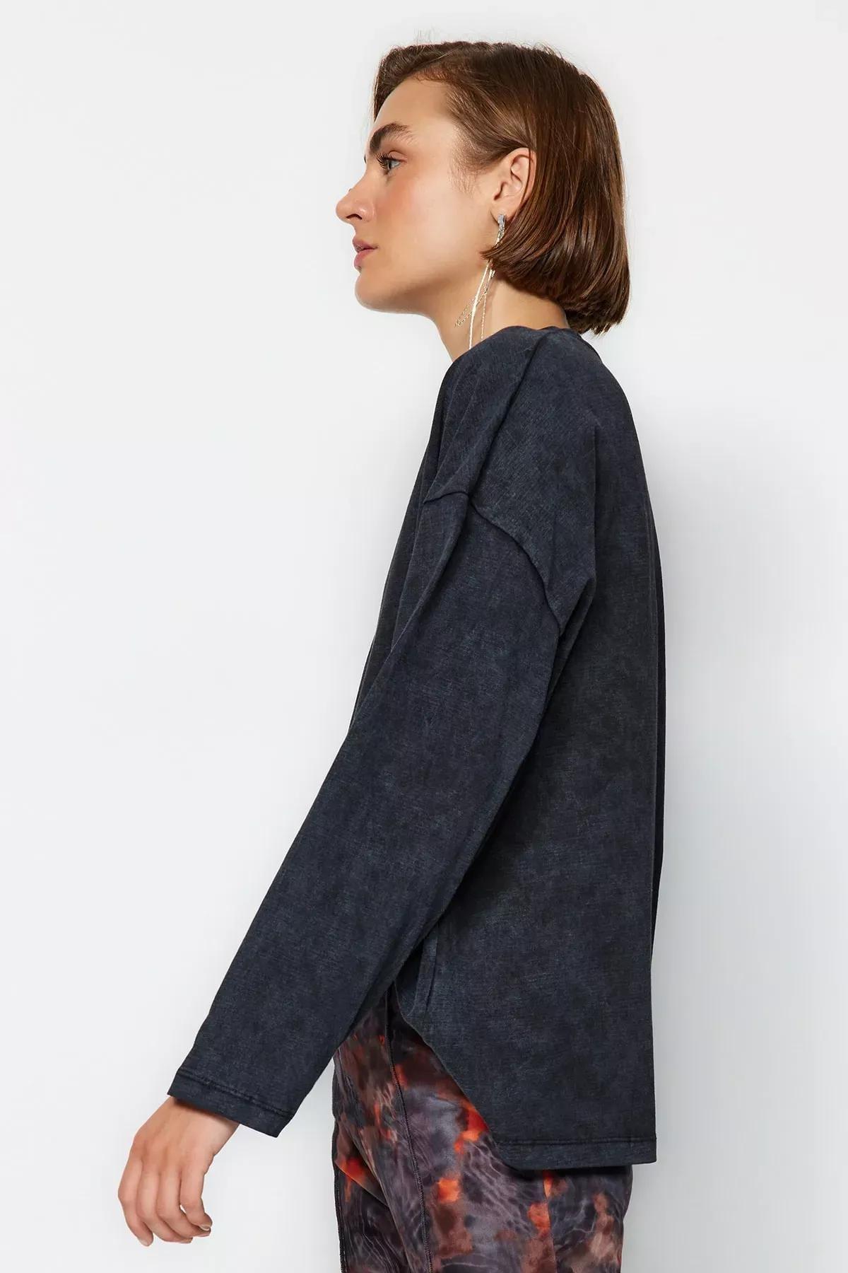 Grey Washed Knitted T-Shirt, Anthracite, large image number 2