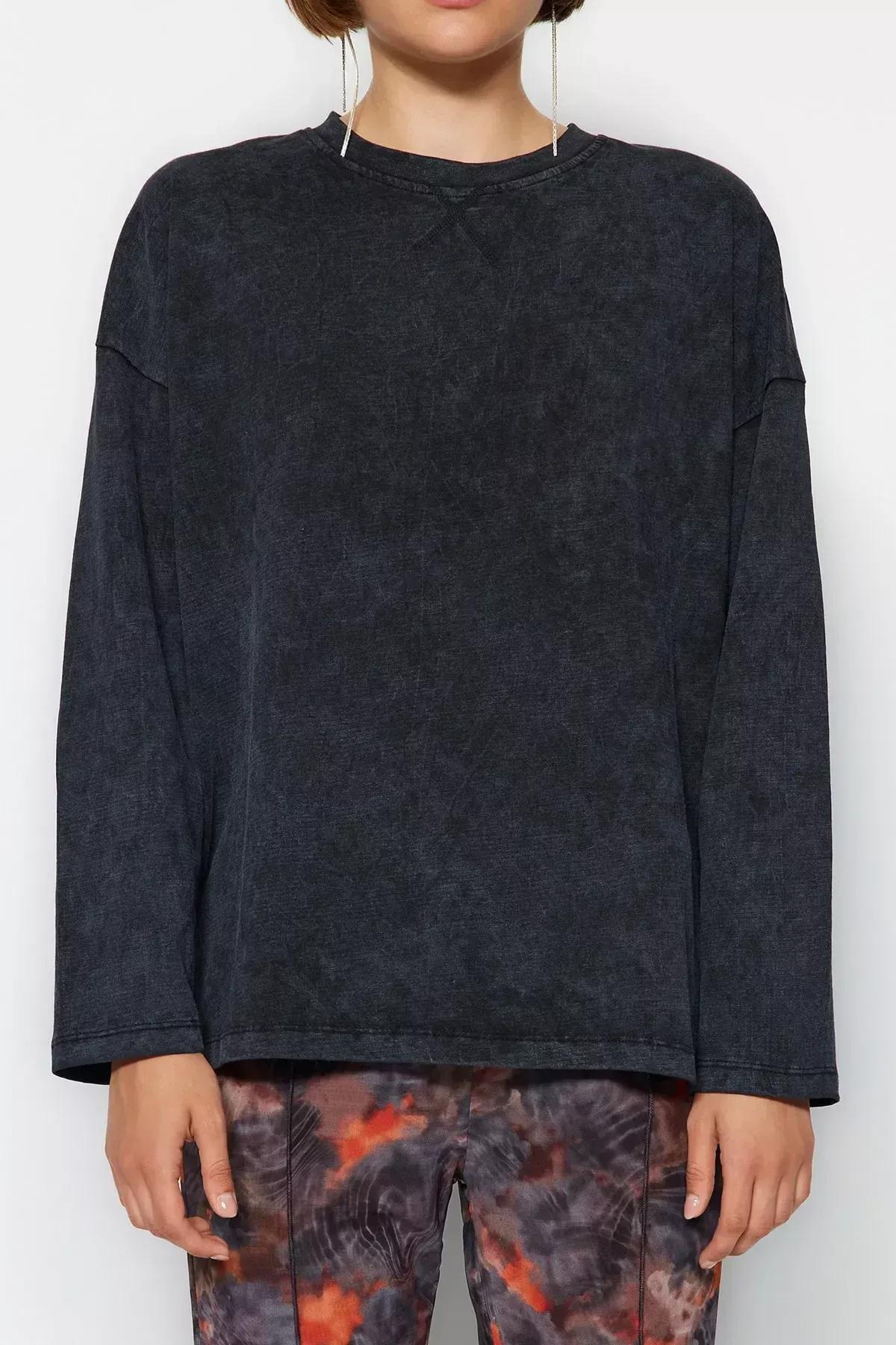 Grey Washed Knitted T-Shirt, Anthracite, large image number 3