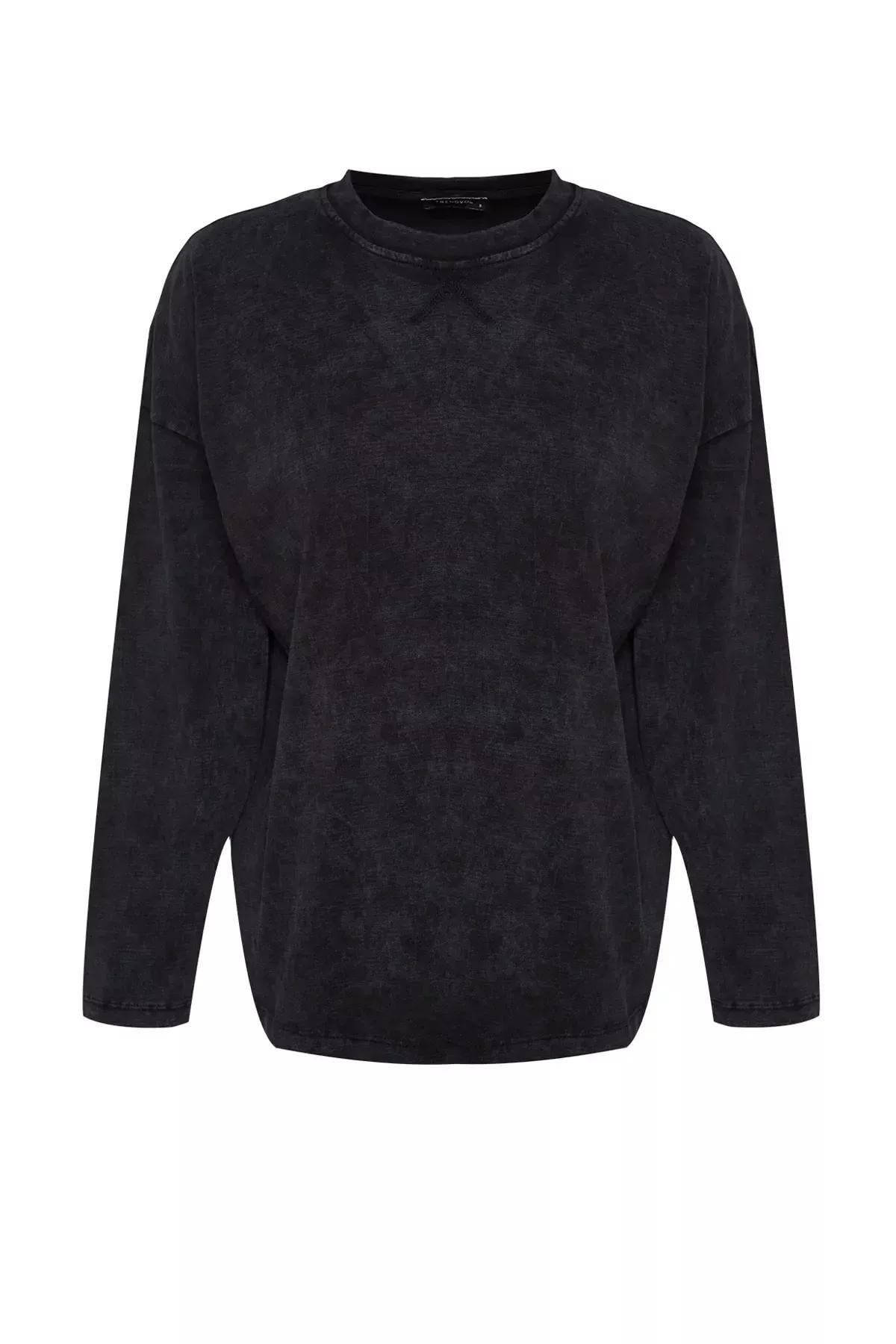 Grey Washed Knitted T-Shirt, Anthracite, large image number 5