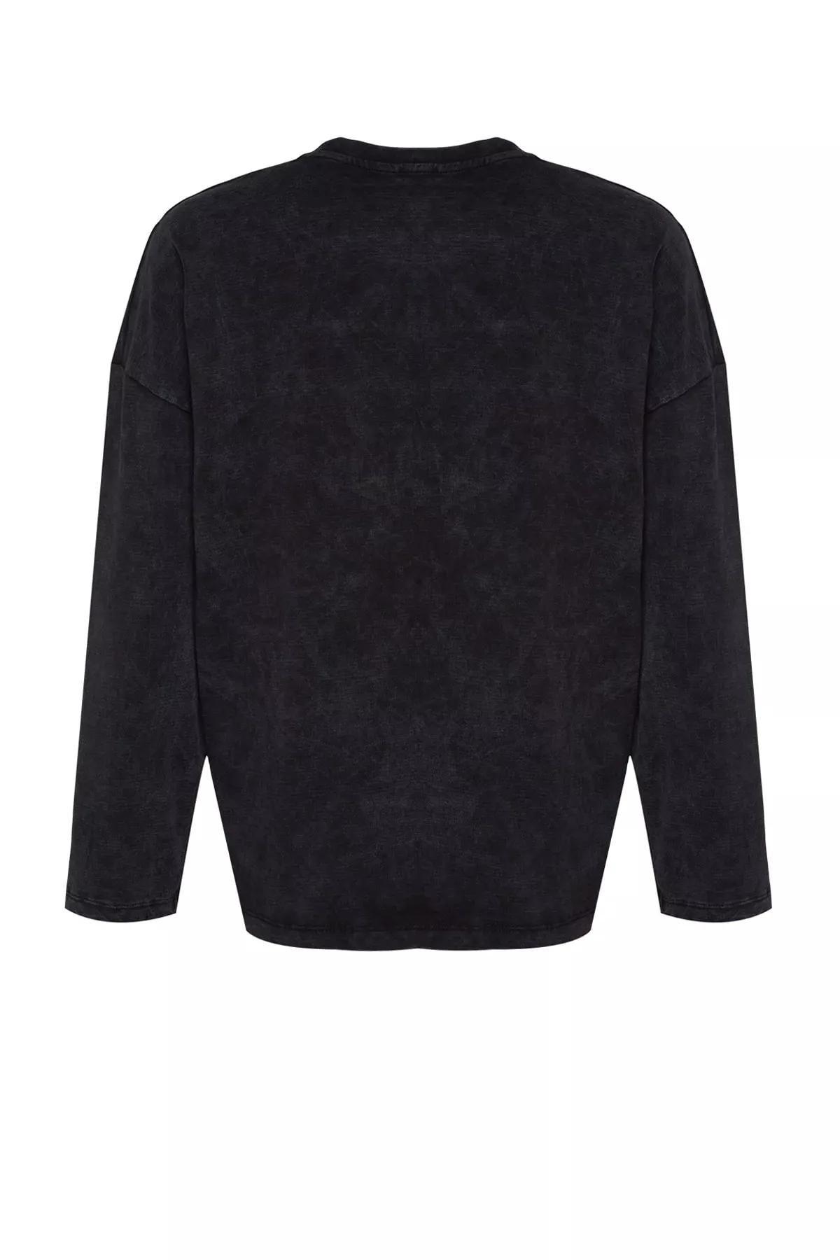 Grey Washed Knitted T-Shirt, Anthracite, large image number 7