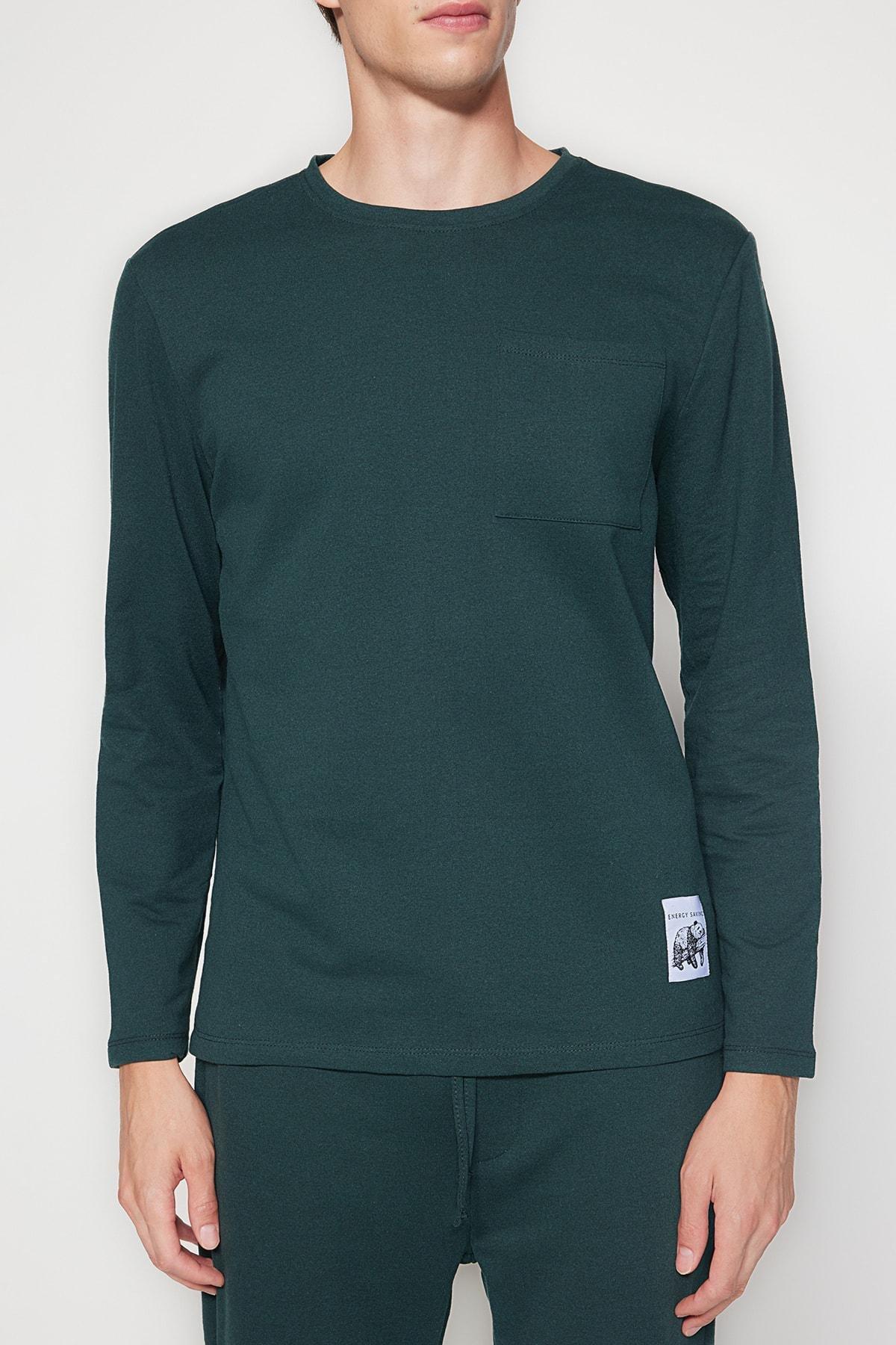 Green Detailed Knitted Pyjama Set, , large image number 1