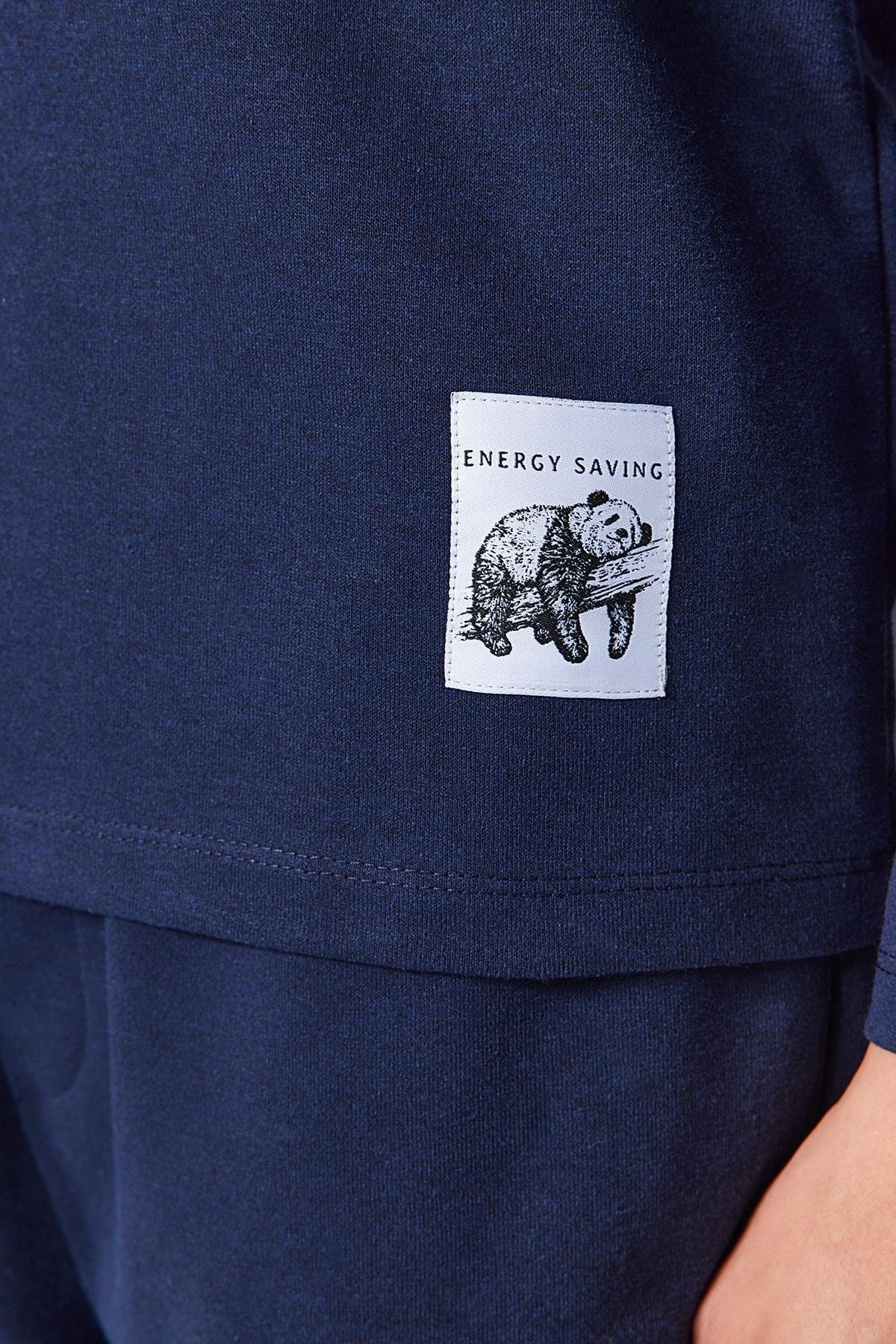 Navy Knitted Pyjamas Set, , large image number 2