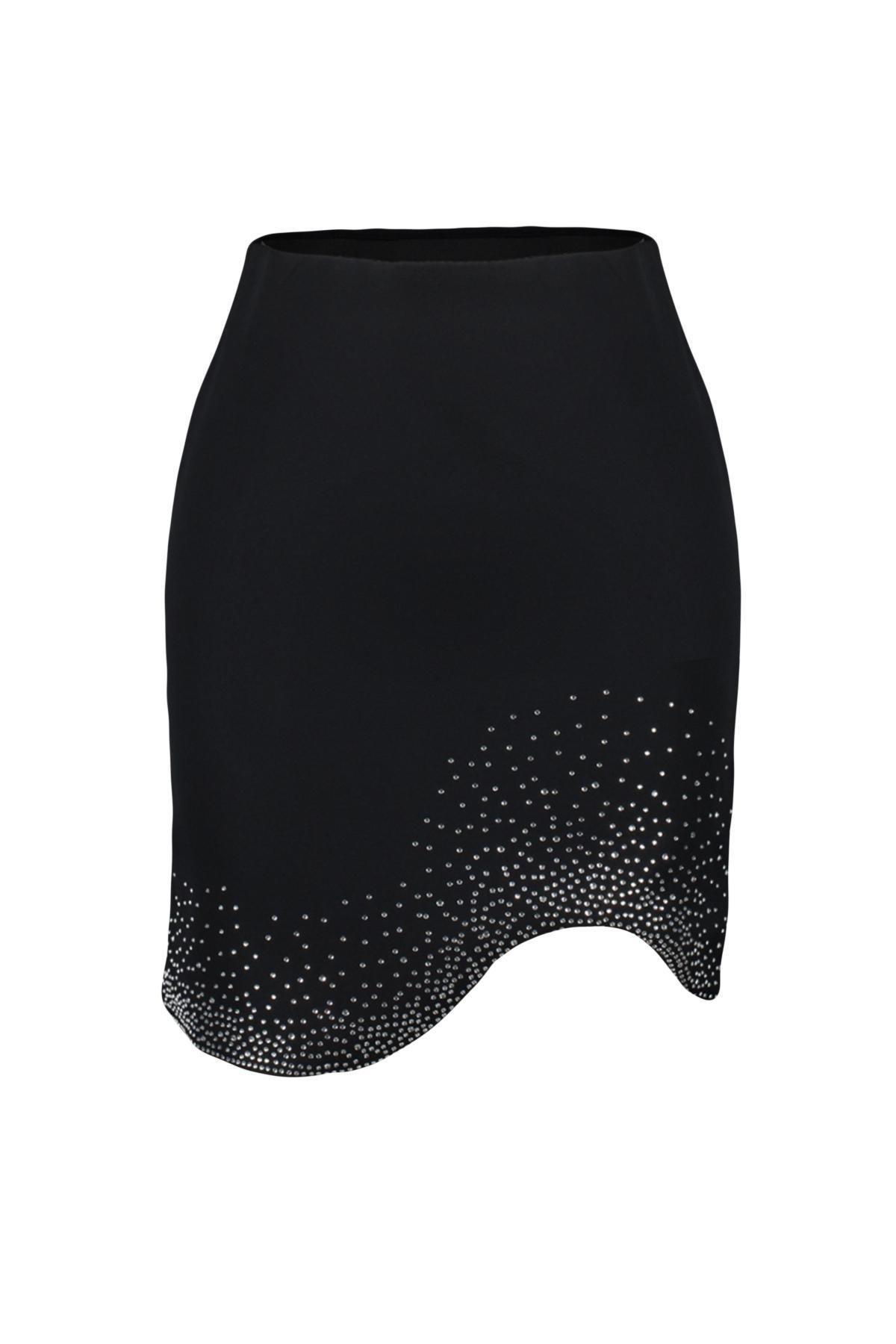 Black Printed Skirt, BLACK, large image number 8