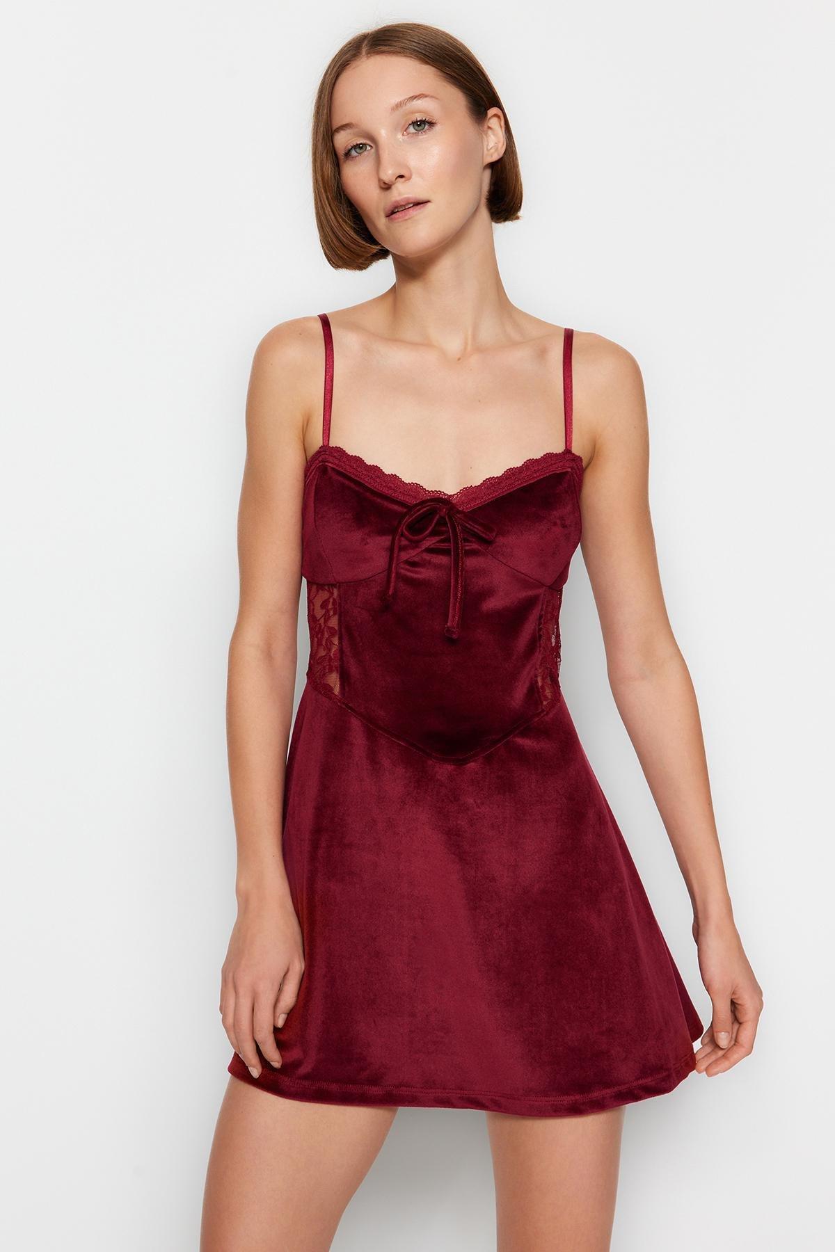 Red Velvet Knitted Occasion Wear Dress, , large image number 1