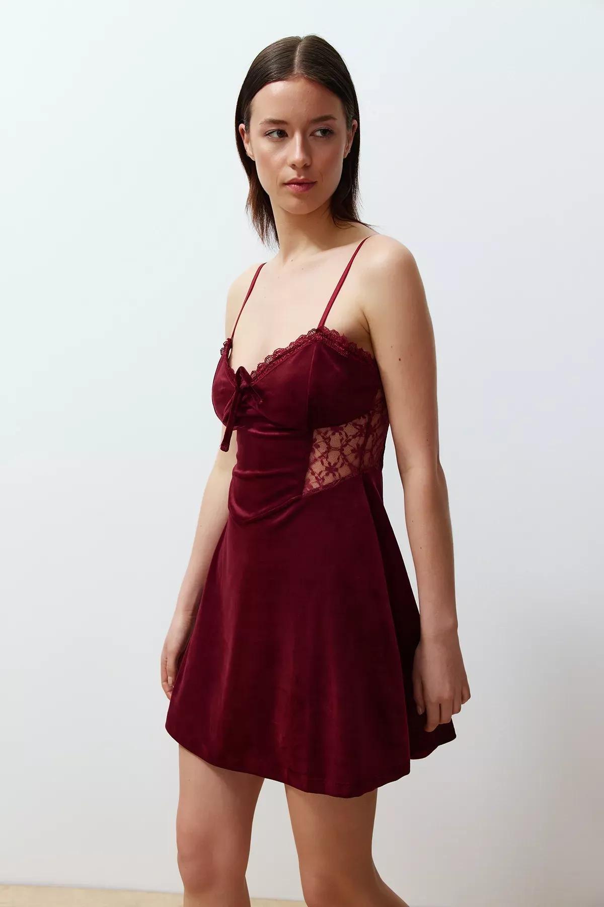 Red Velvet Knitted Occasion Wear Dress, C101_1544, large image number 1