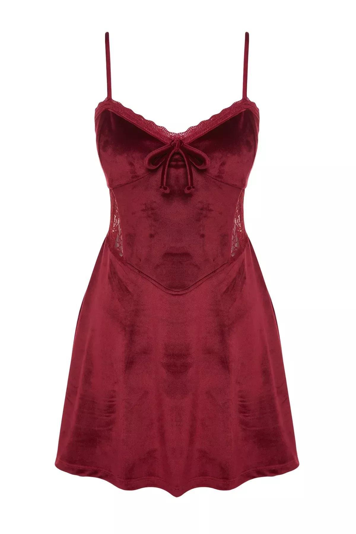 Red Velvet Knitted Occasion Wear Dress, C101_1544, large image number 5