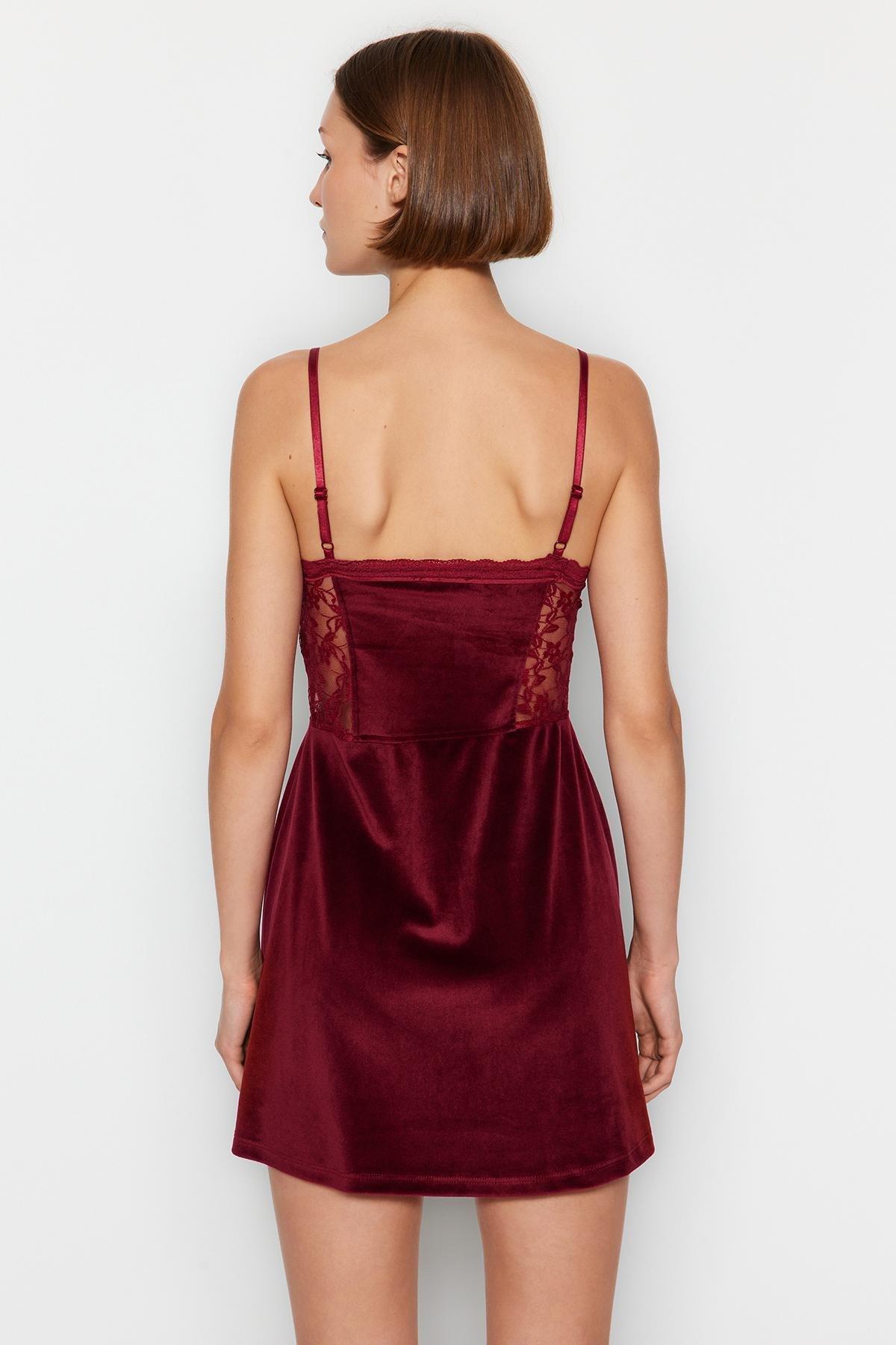 Red Velvet Knitted Occasion Wear Dress, , large image number 7